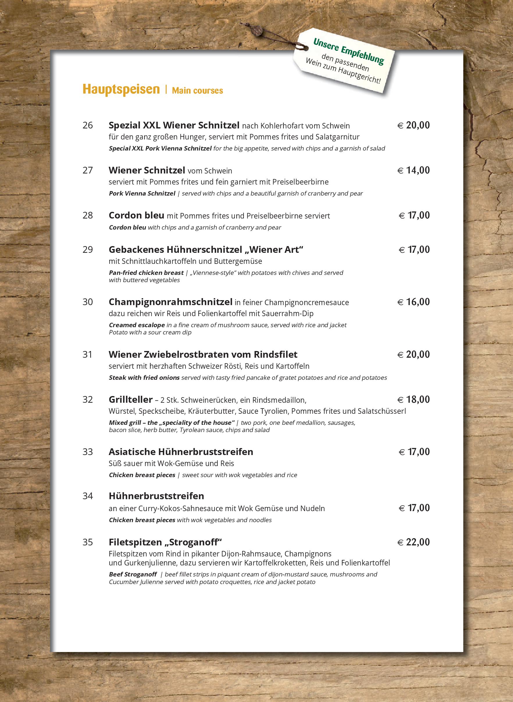 Speisekarte Après Ski & Restaurant in Fügen, Seite 8