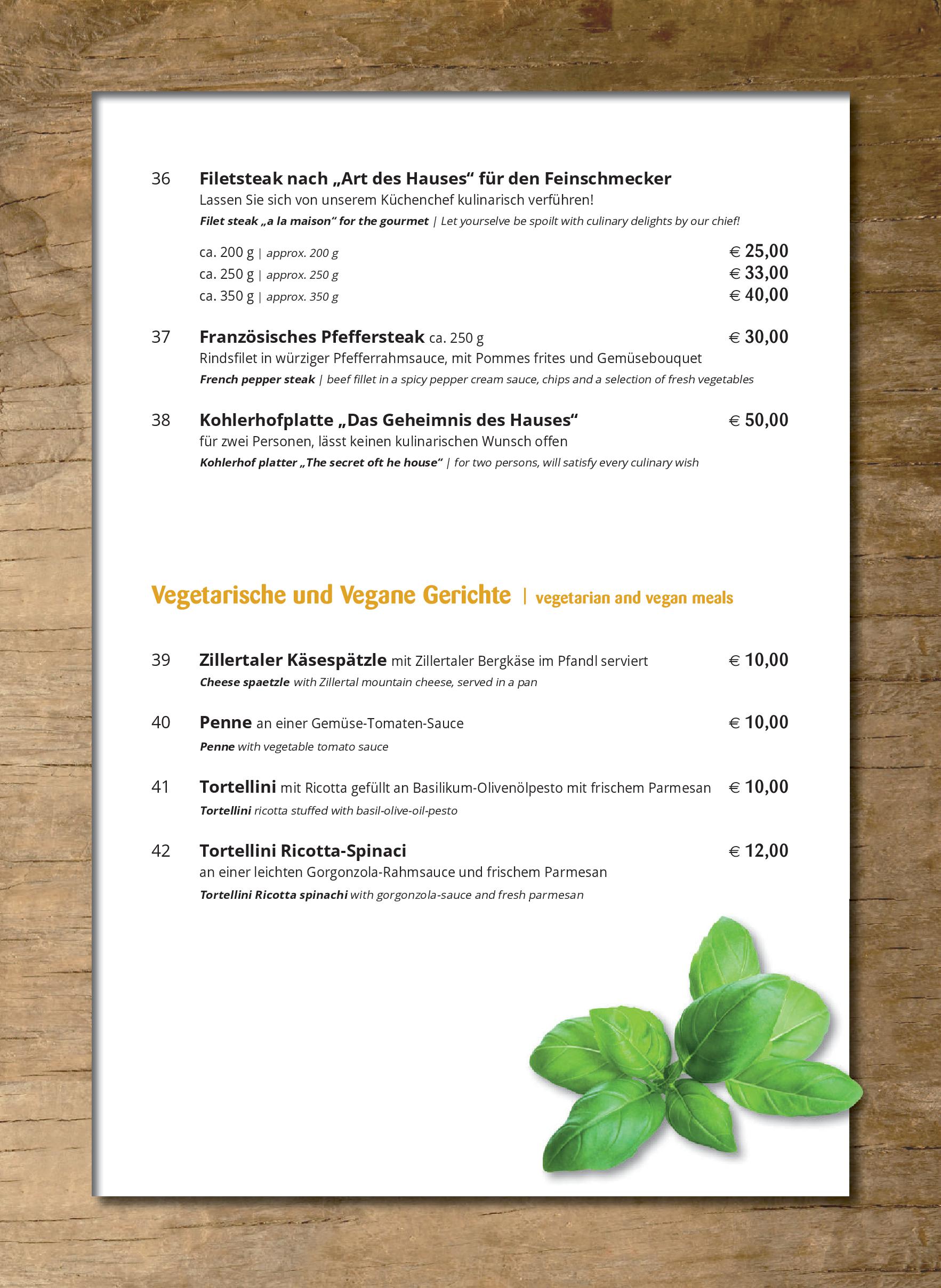 Speisekarte Après Ski & Restaurant in Fügen, Seite 9