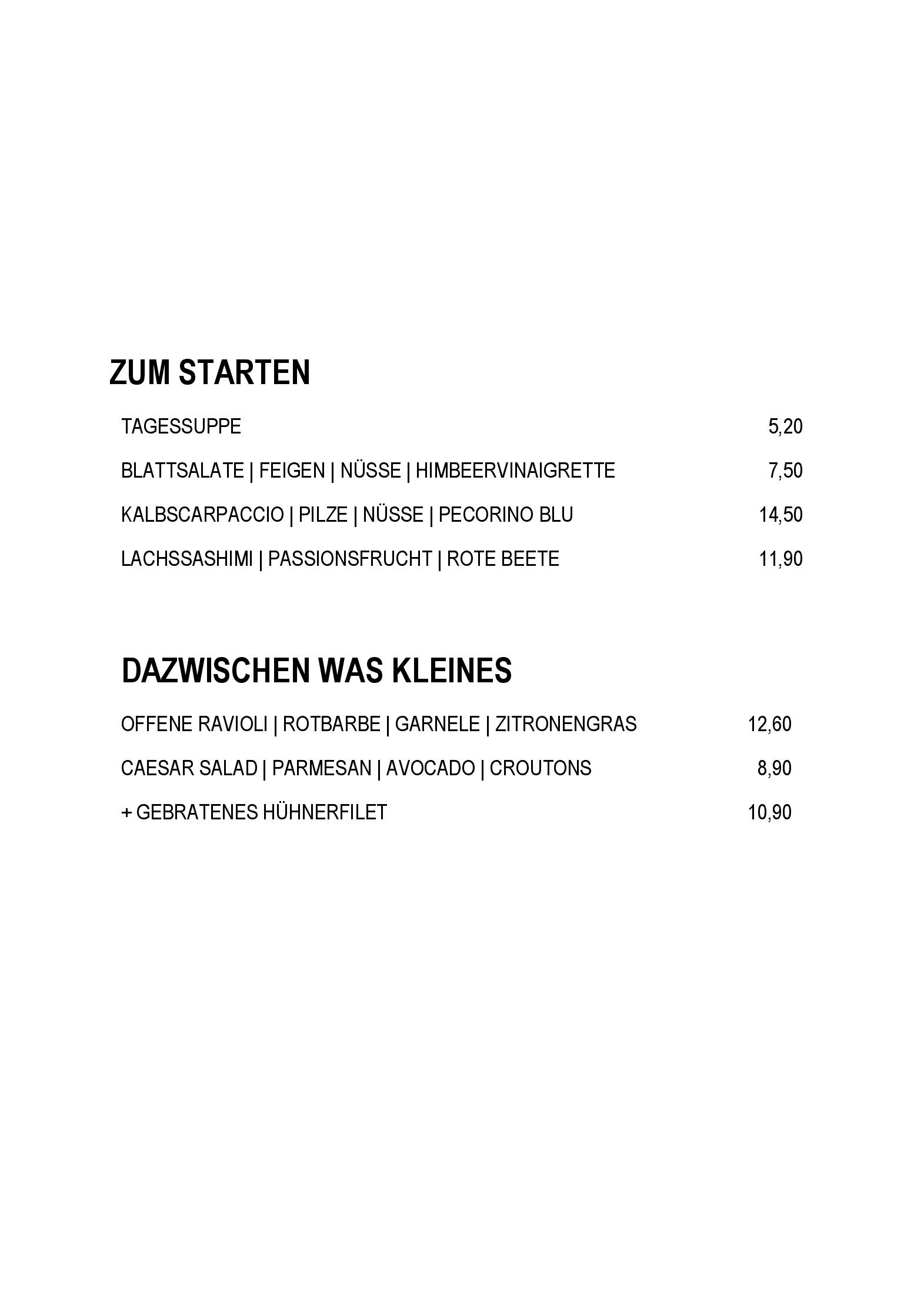 Speisekarte Restaurant Moritz in Hohenems, Seite 16