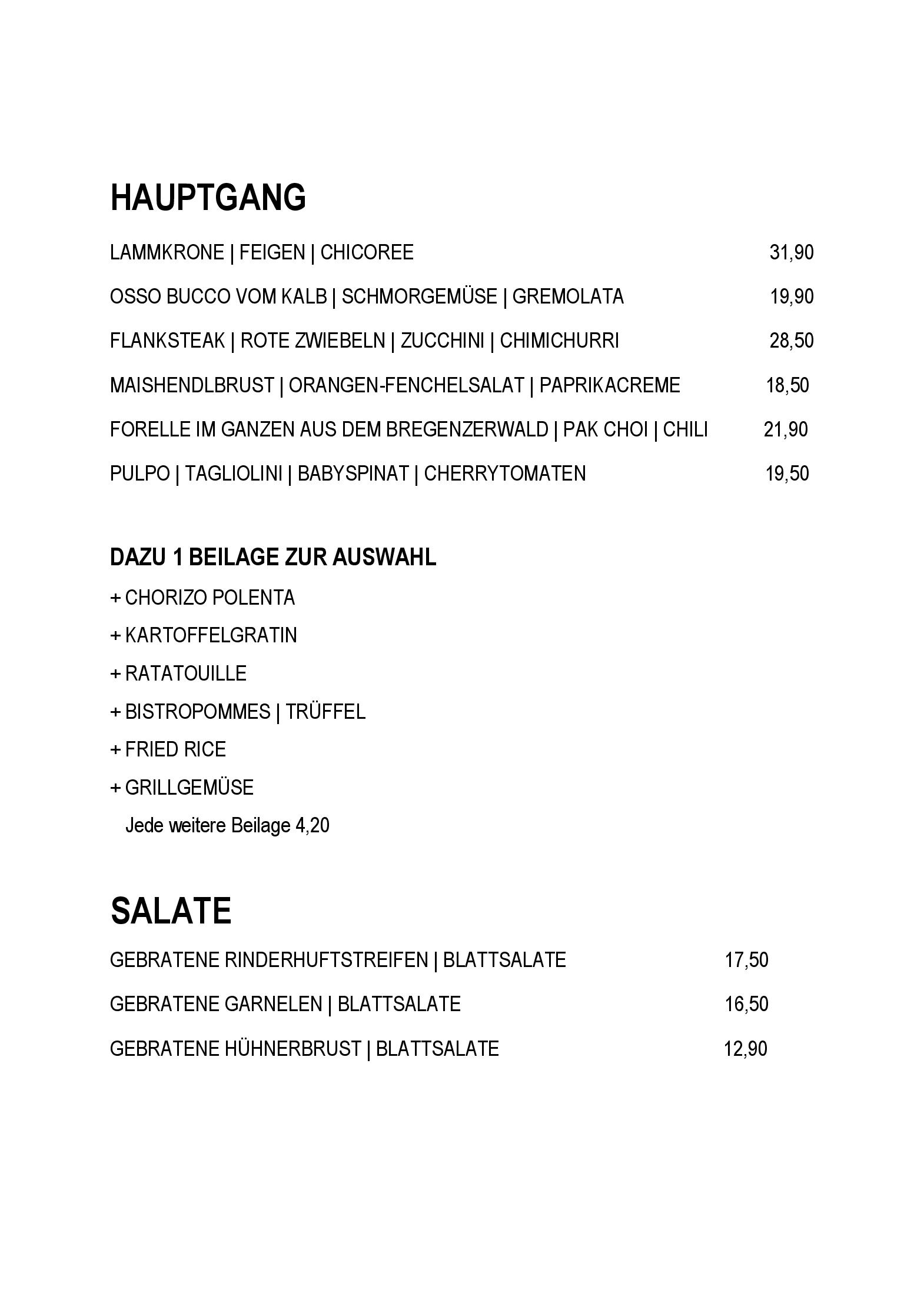 Speisekarte Restaurant Moritz in Hohenems, Seite 24