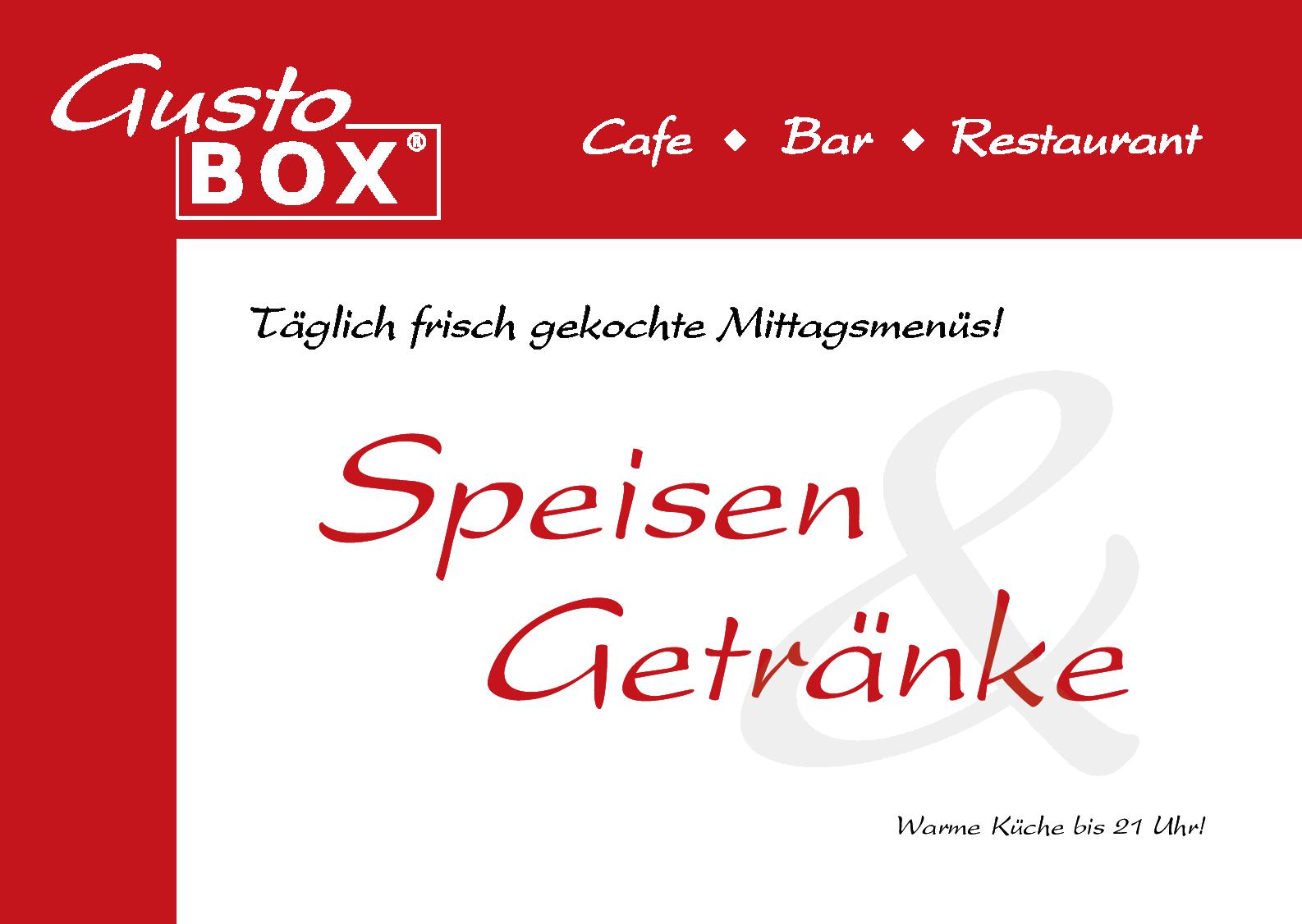 Speisekarte Gustobox in Seewalchen am Attersee, Seite 1