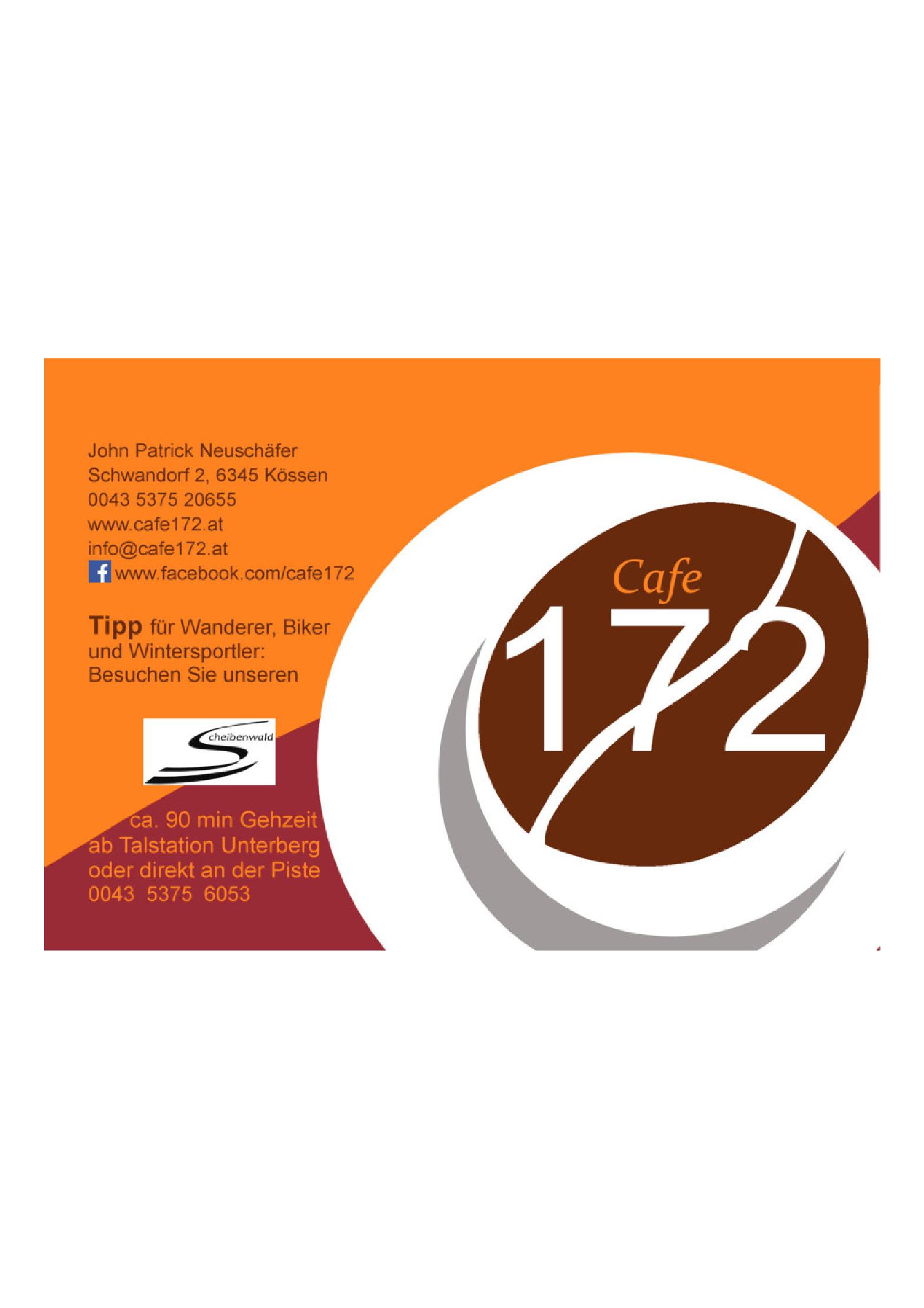 Speisekarte Cafe 172, Neuschäfer John-Patrick in Koessen, Seite 33