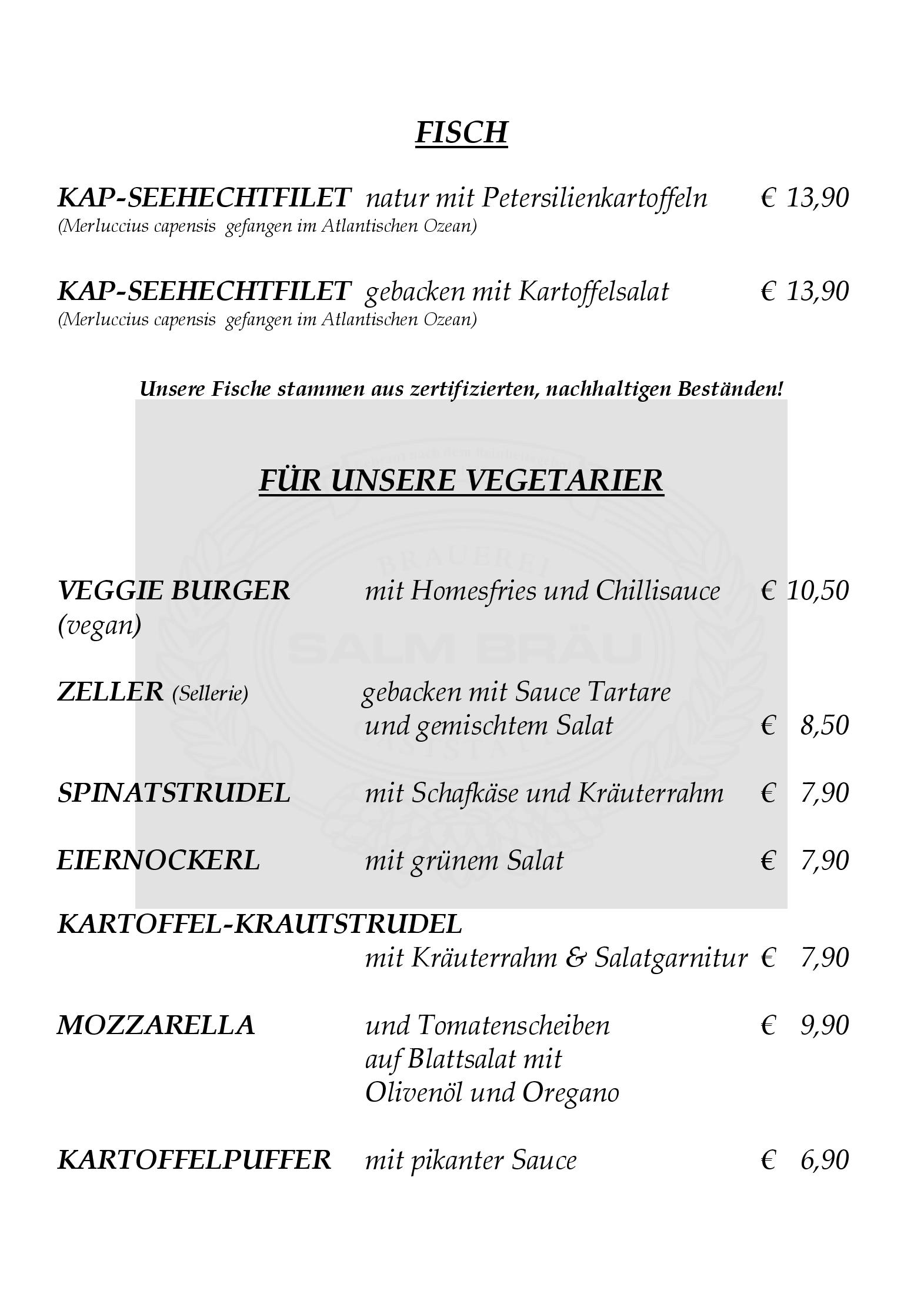Speisekarte SALM BRÄU Ges.m.b.H in Wien, Seite 10