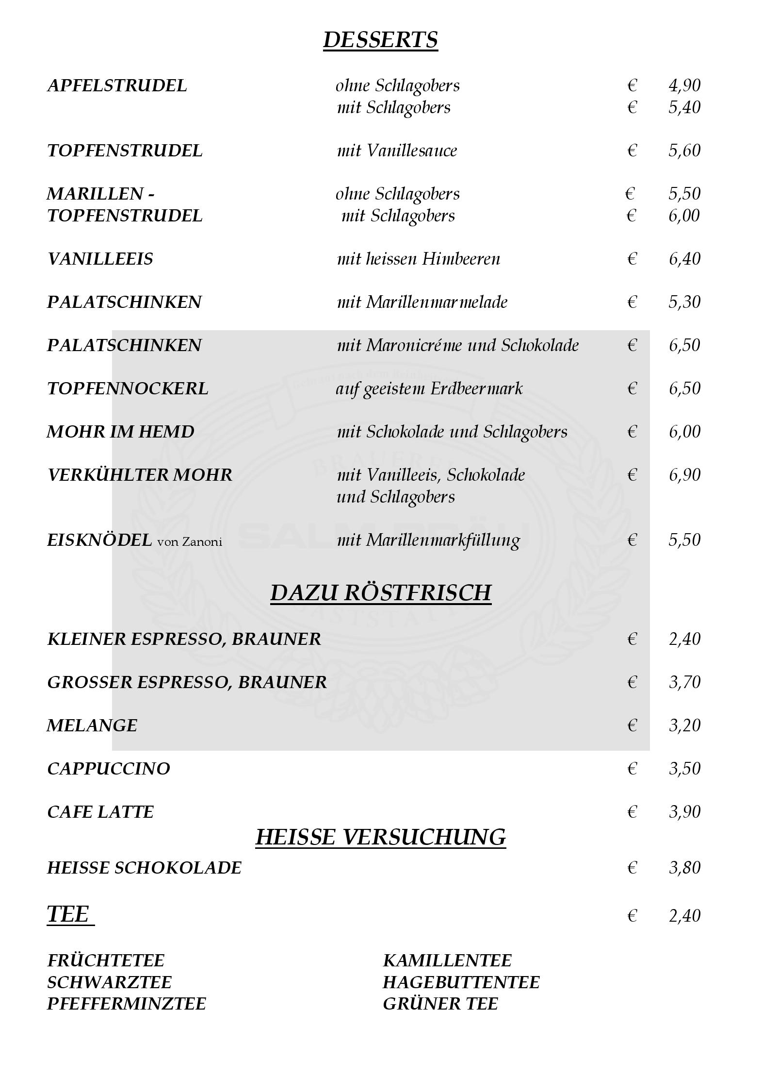 Speisekarte SALM BRÄU Ges.m.b.H in Wien, Seite 11