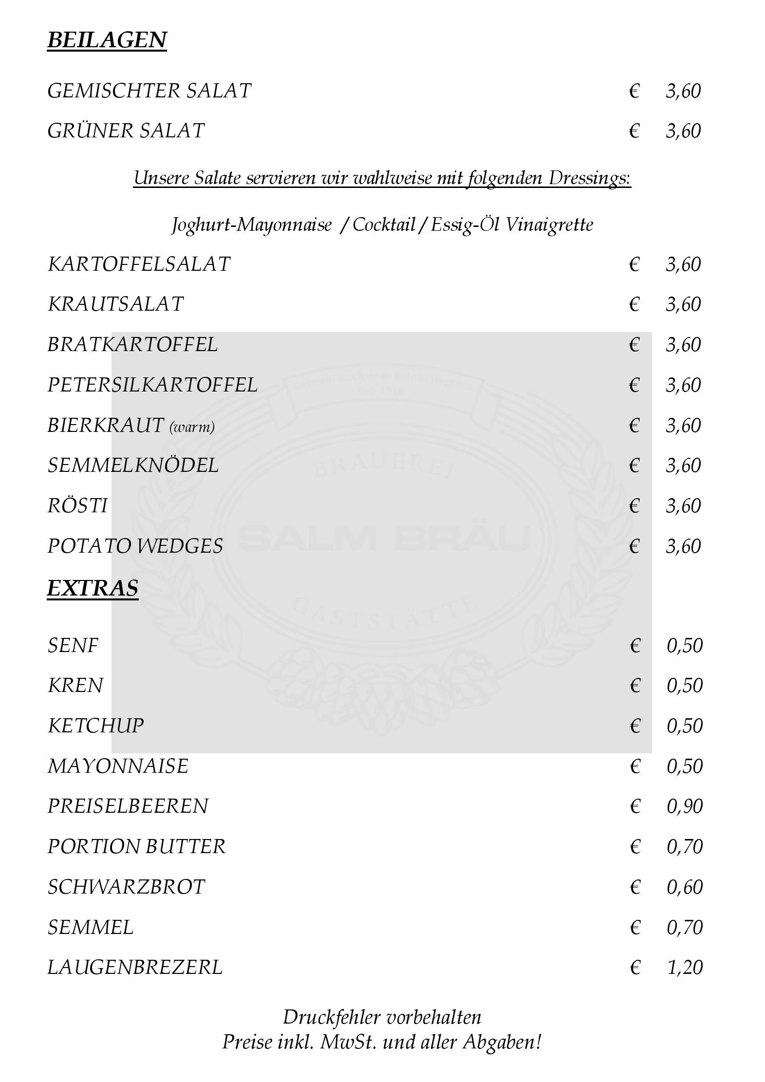 Speisekarte SALM BRÄU Ges.m.b.H in Wien, Seite 12