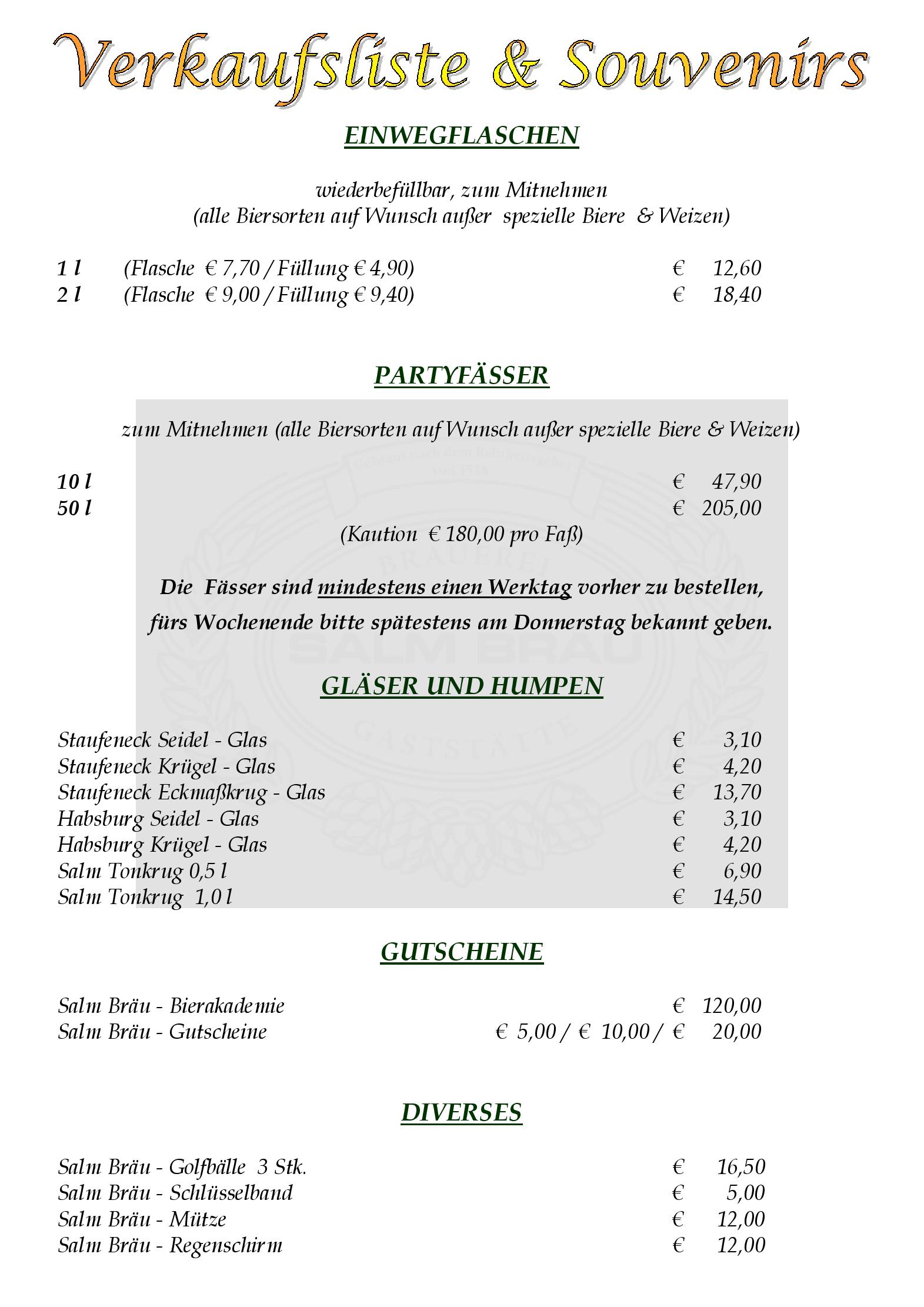 Speisekarte SALM BRÄU Ges.m.b.H in Wien, Seite 13