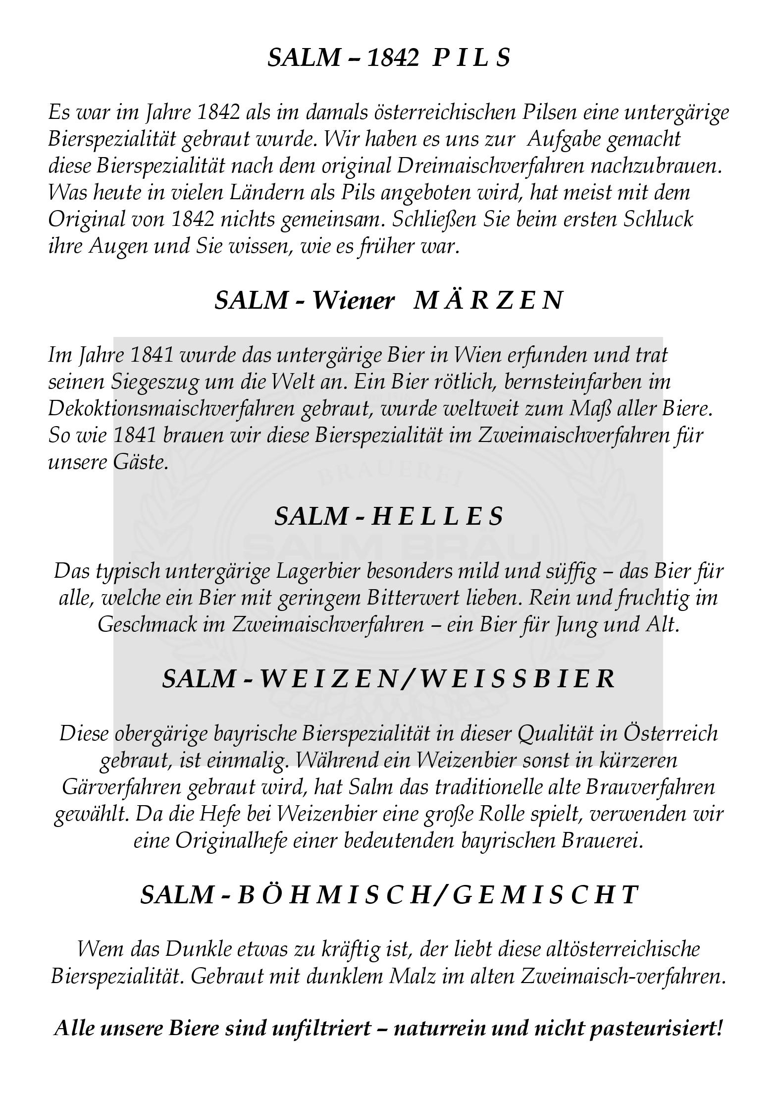 Speisekarte SALM BRÄU Ges.m.b.H in Wien, Seite 2