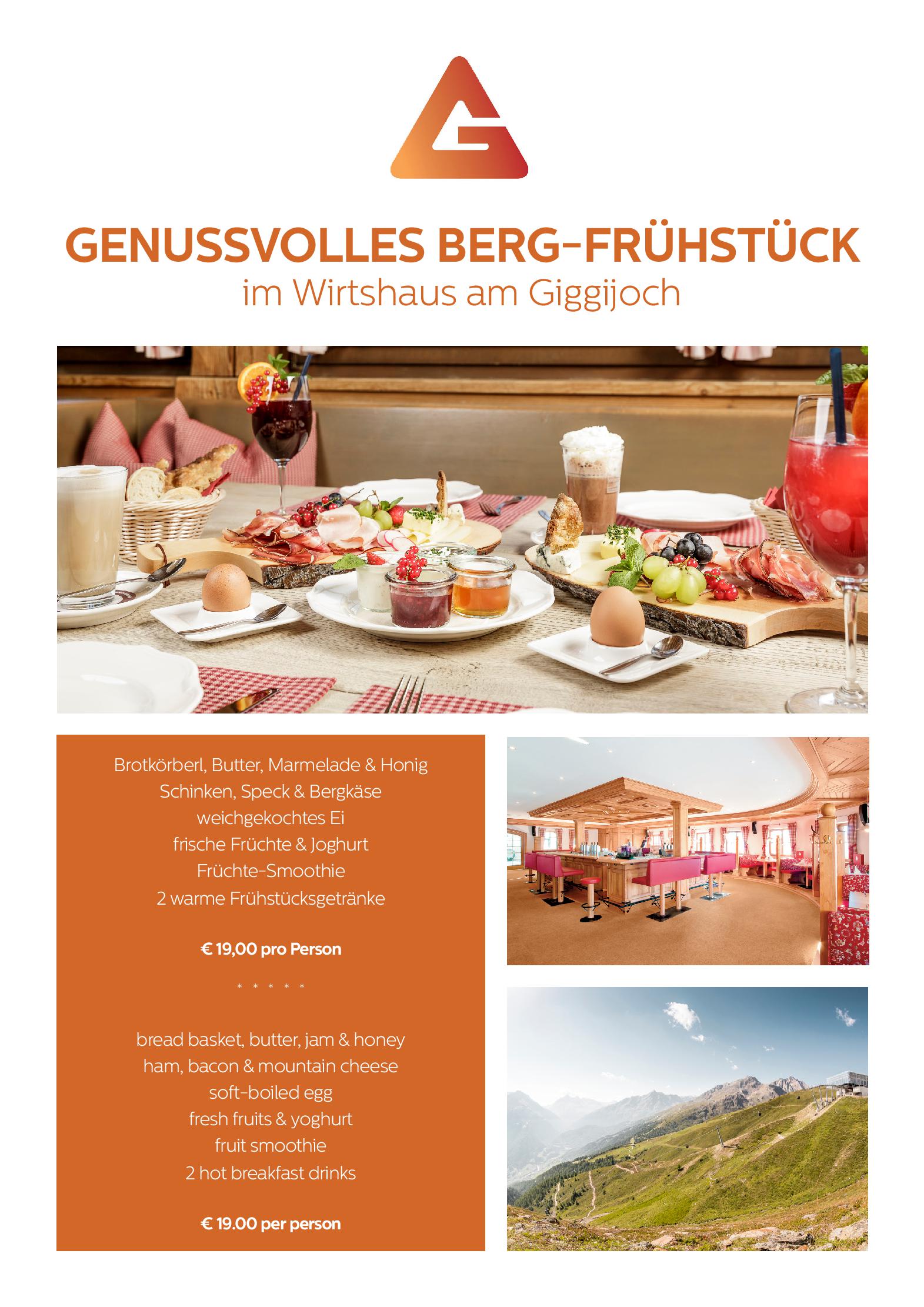 Speisekarte Wirtshaus am Giggijoch in Sölden, Seite 1
