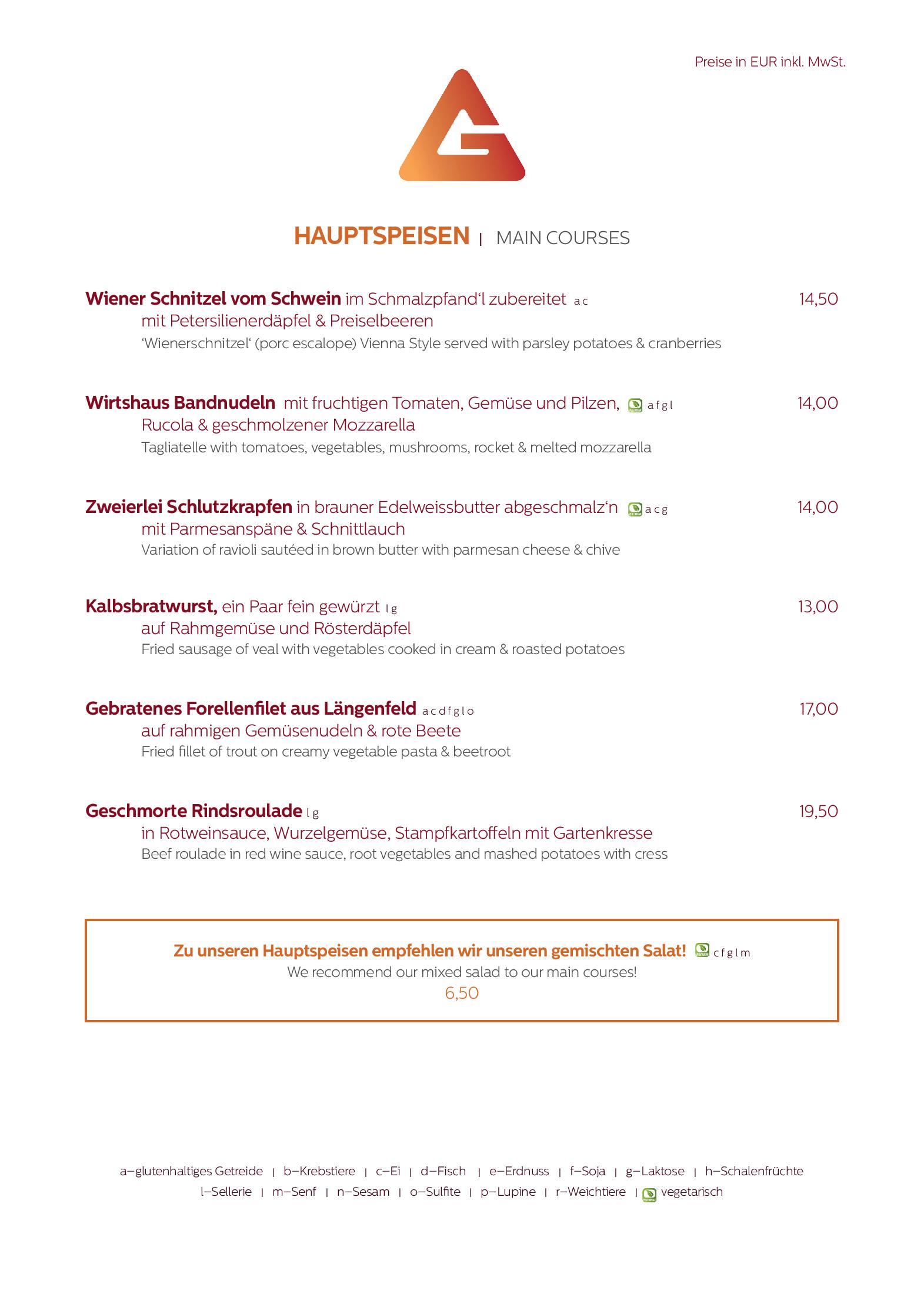Speisekarte Wirtshaus am Giggijoch in Sölden, Seite 3