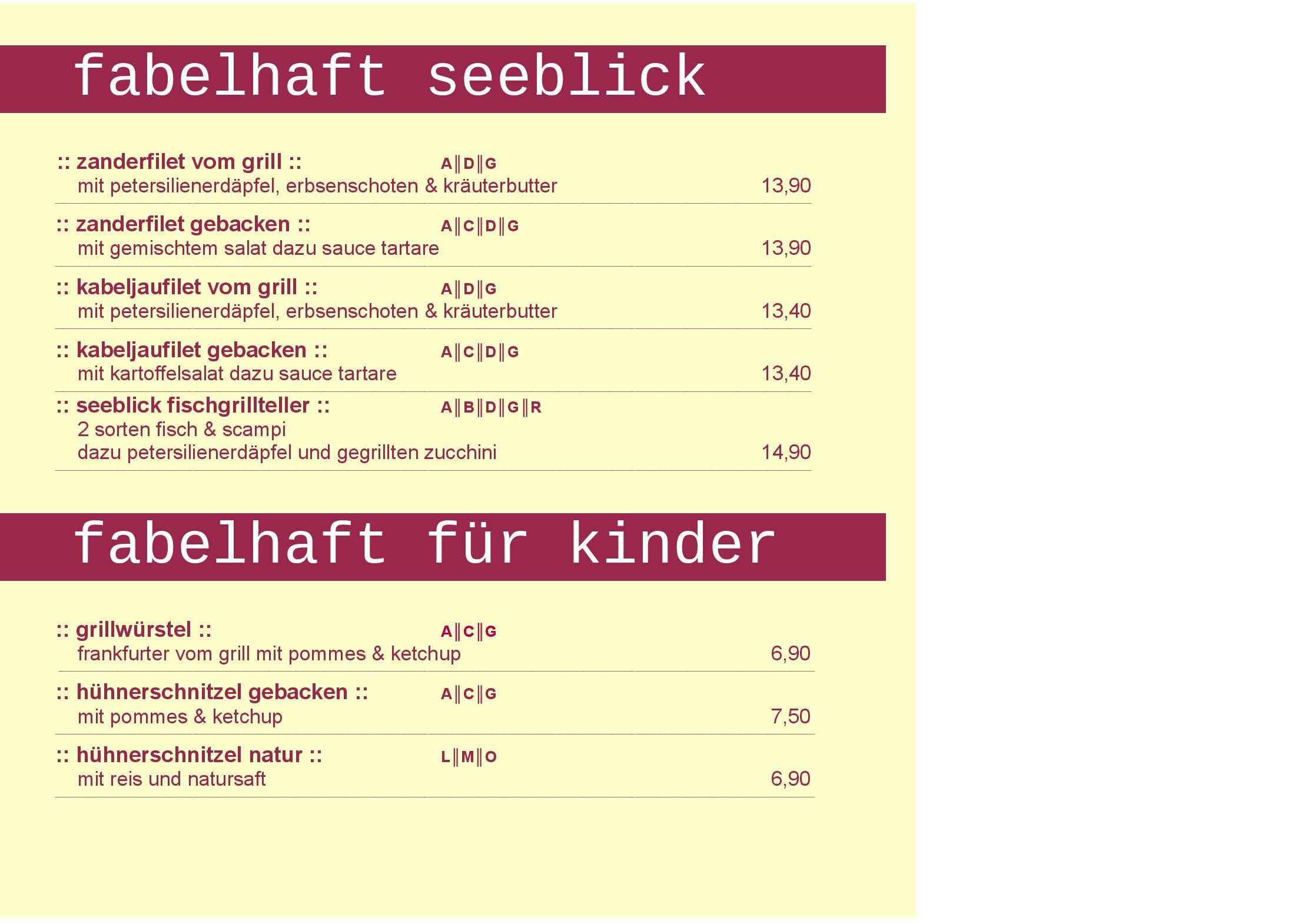 Speisekarte fabelhaft zum seeblick in Wien, Seite 5