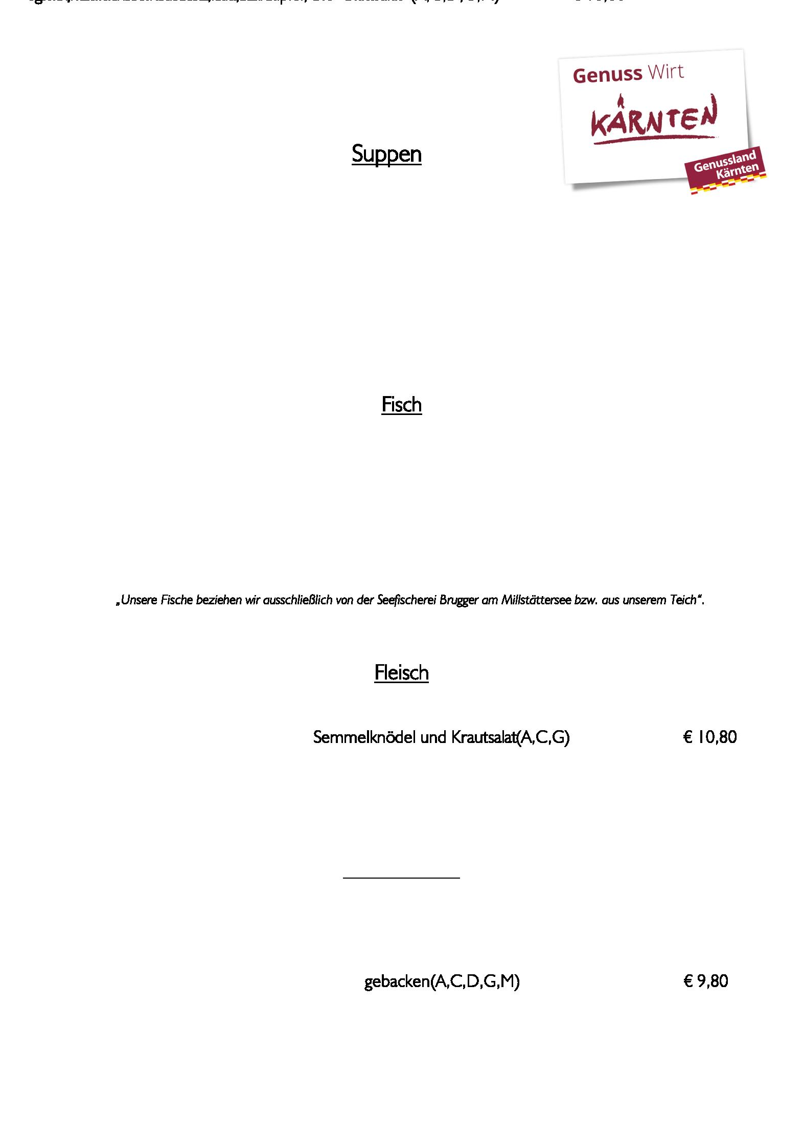 Speisekarte Launsberghütte Obervellach in Obervellach, Seite 4
