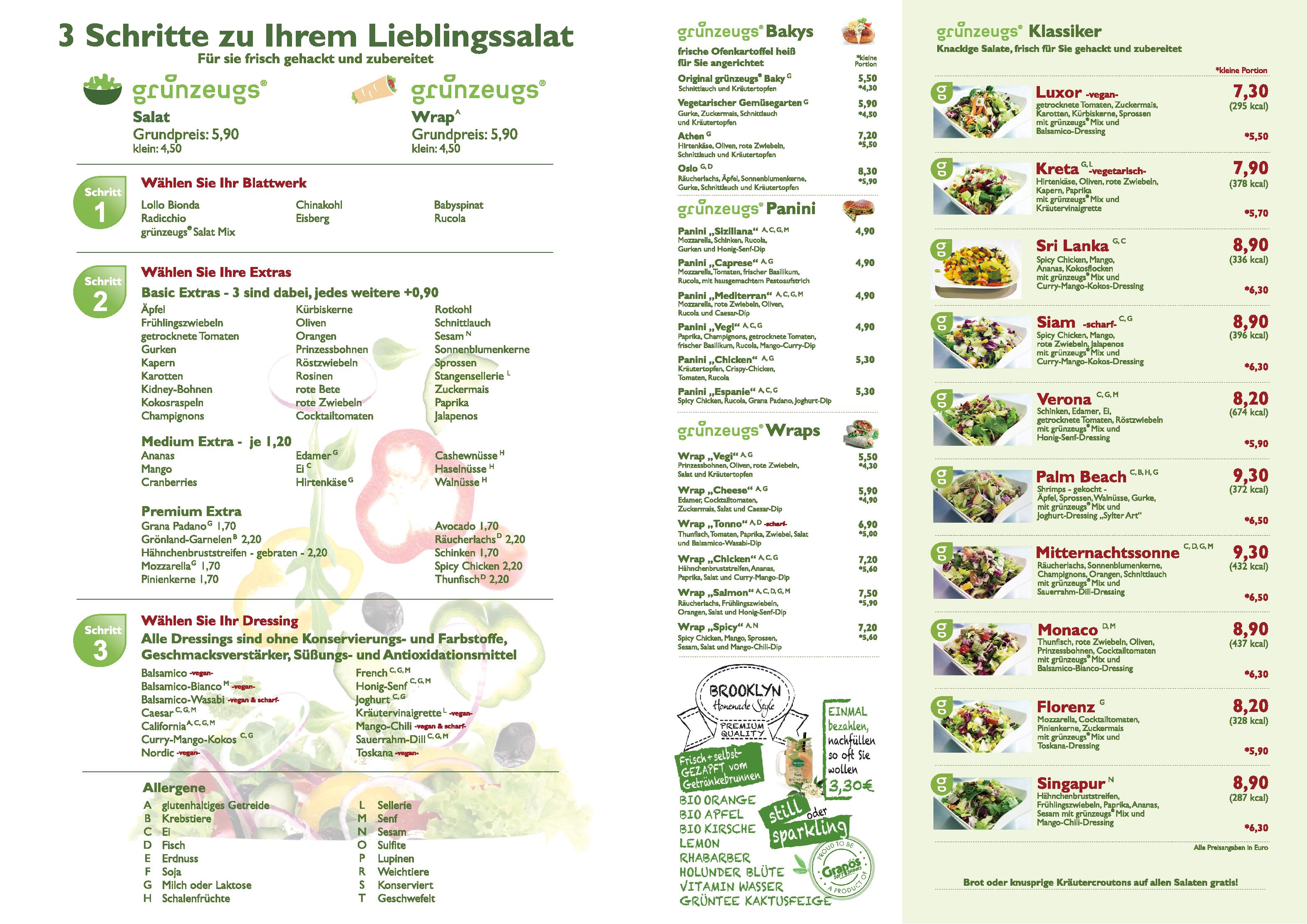 Speisekarte Grünzeugs in Klagenfurt, Seite 1