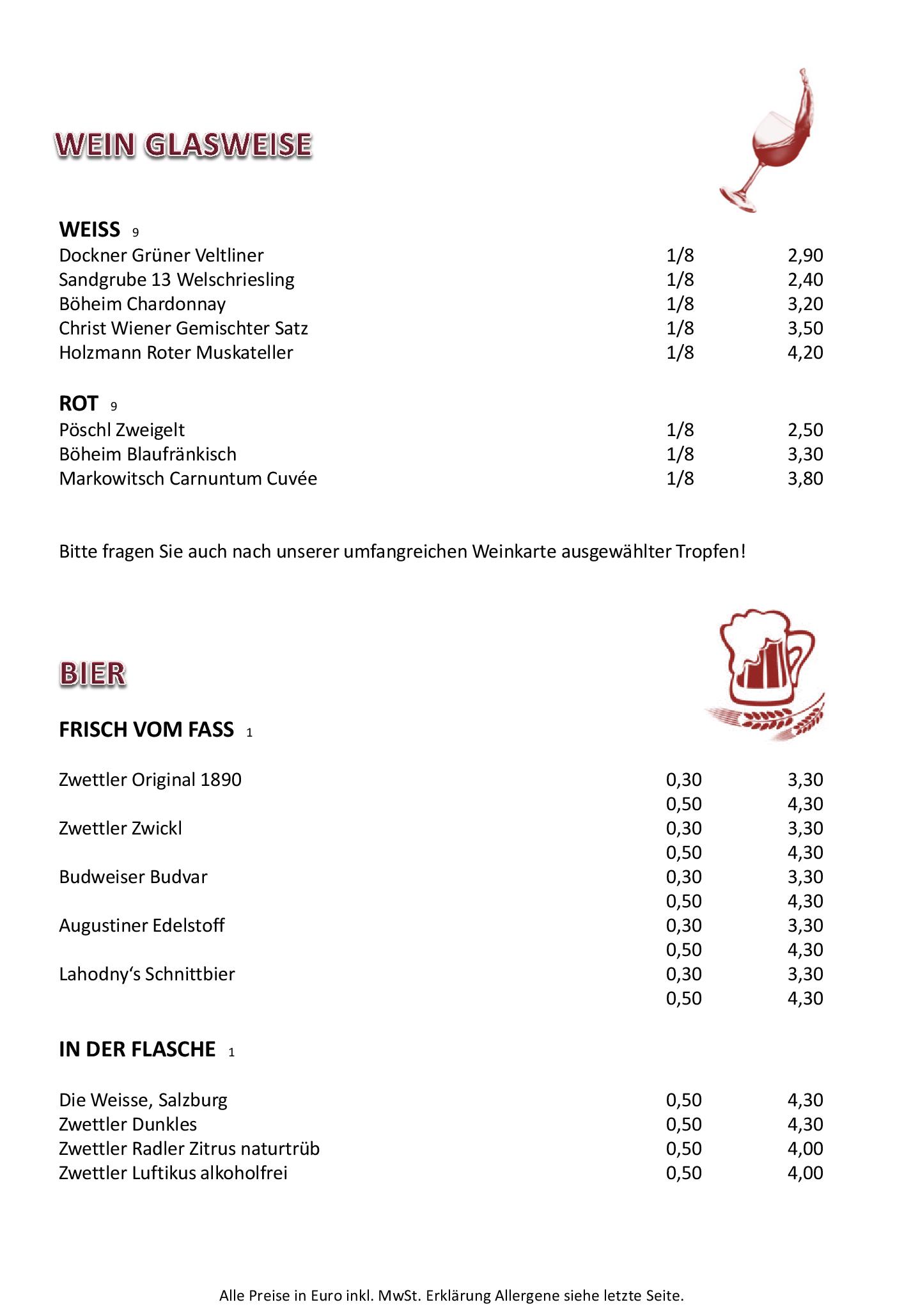 Speisekarte Lahodny Restaurant in Wien, Seite 2