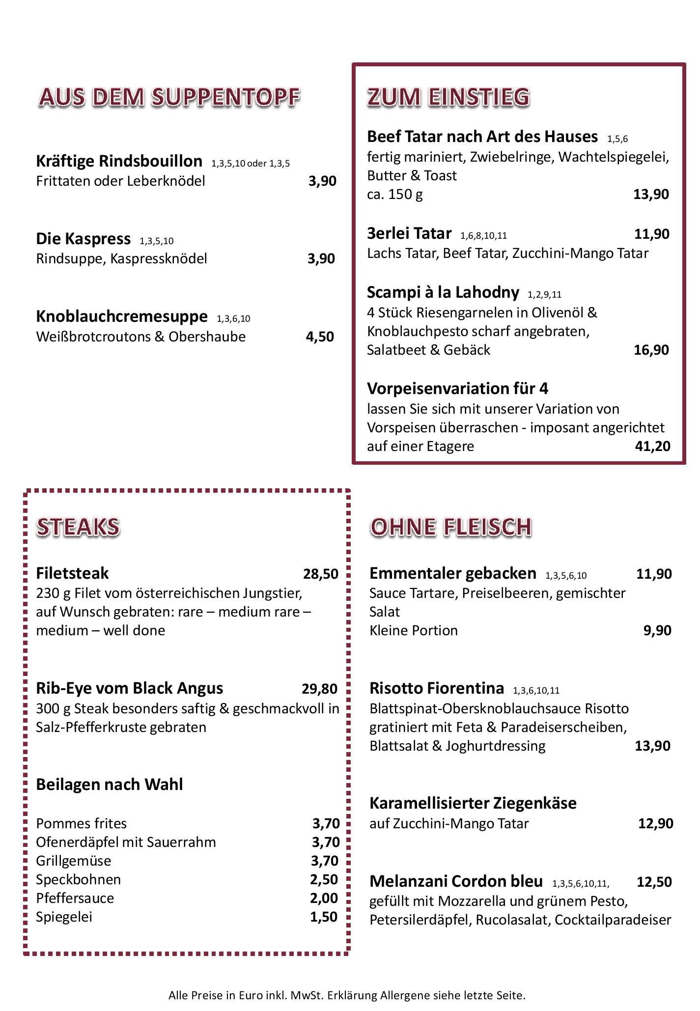 Speisekarte Lahodny Restaurant in Wien, Seite 7
