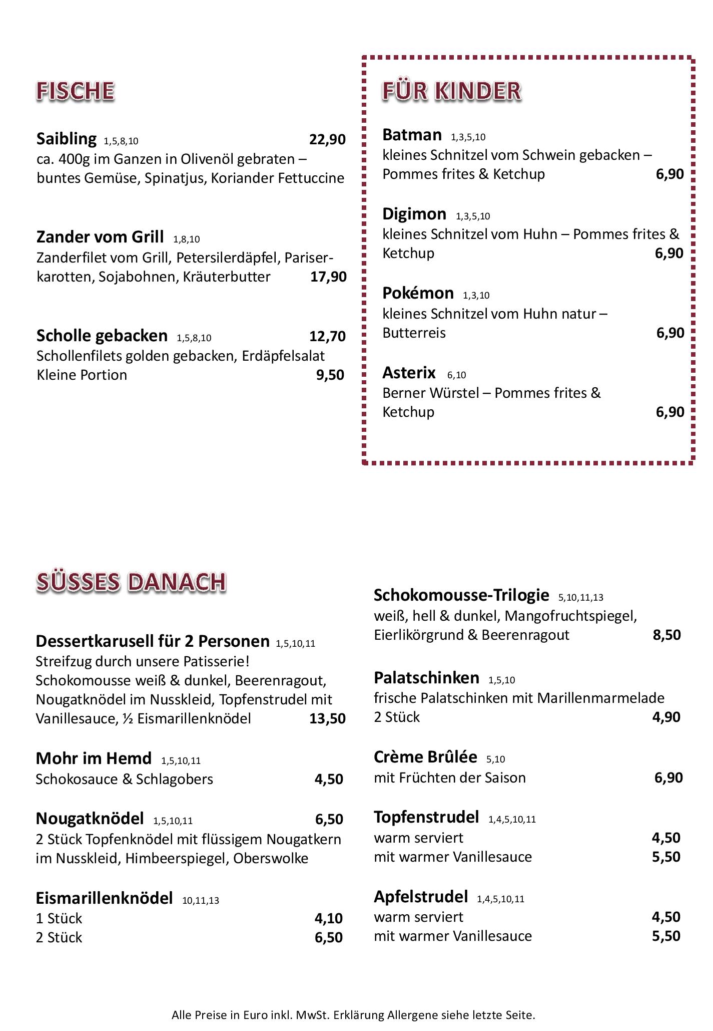 Speisekarte Lahodny Restaurant in Wien, Seite 5