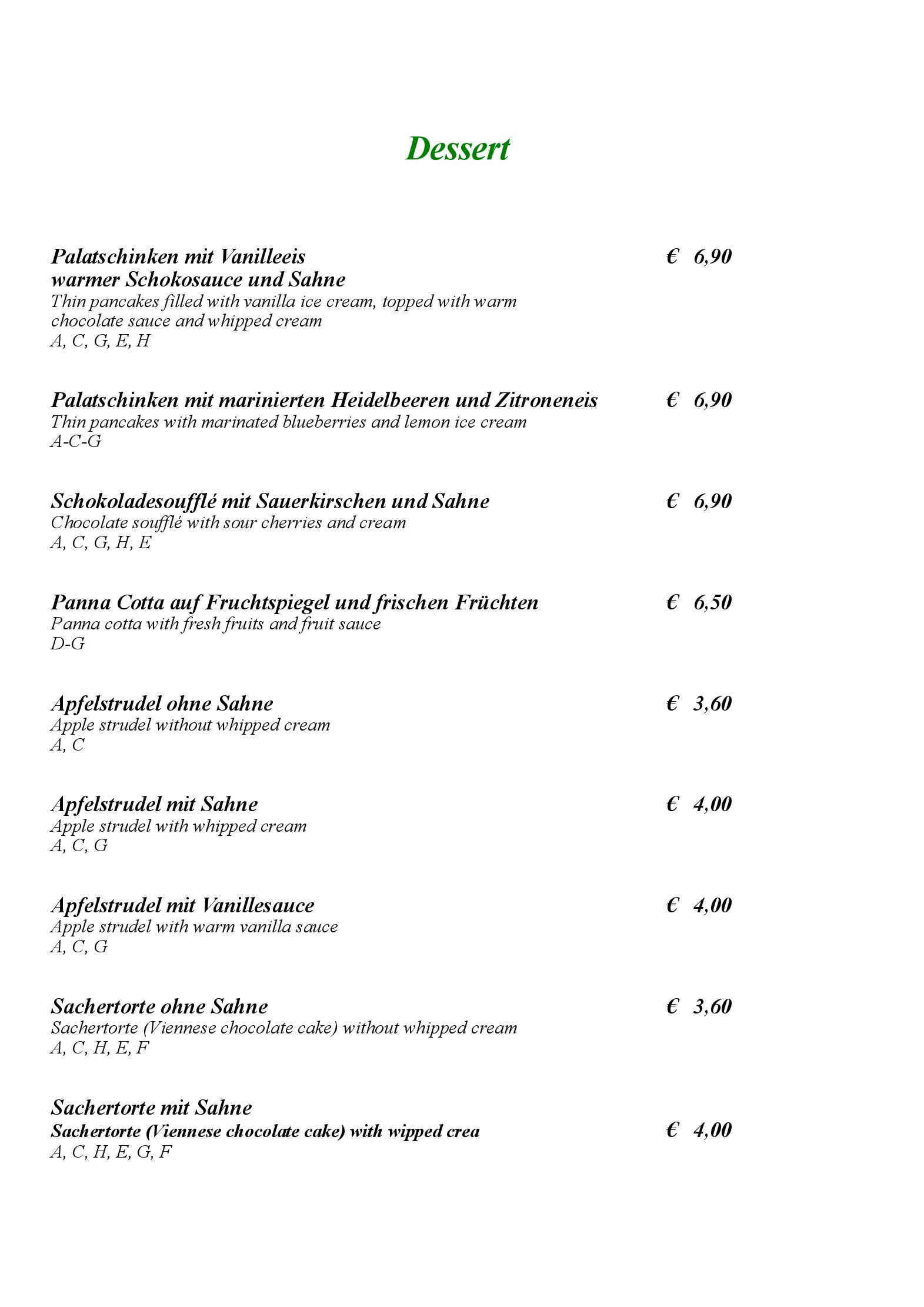 Speisekarte Postalm Alpbach in Alpbach, Seite 1