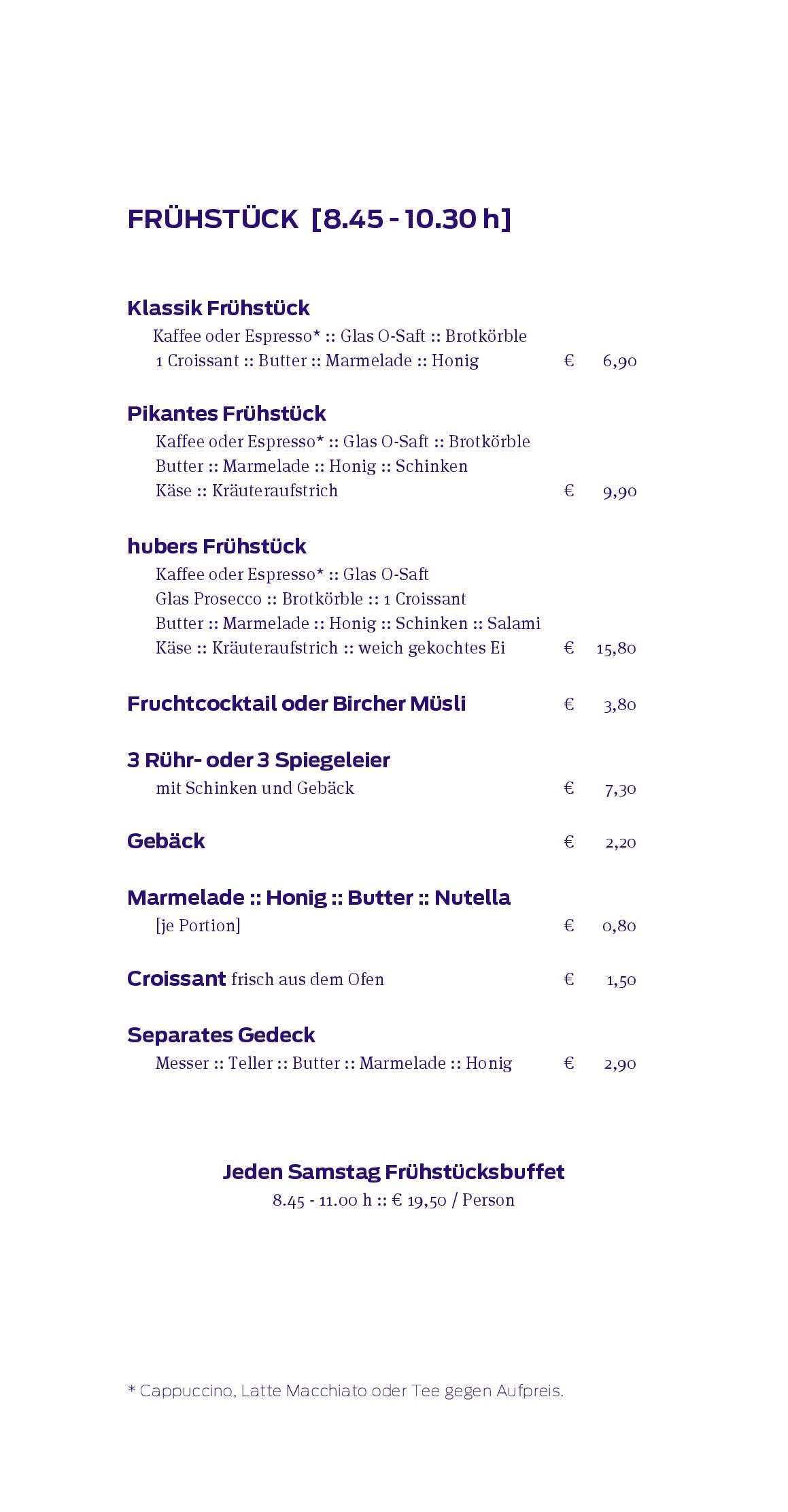 Speisekarte Hubers Cafe l Restaurant l Bar in Gotzis, Seite 7