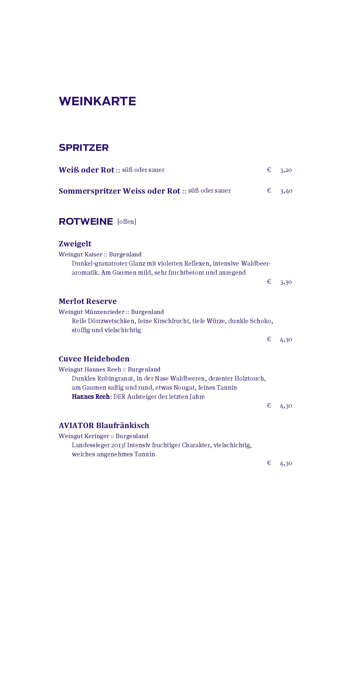 Speisekarte Hubers Cafe l Restaurant l Bar in Gotzis, Seite 13