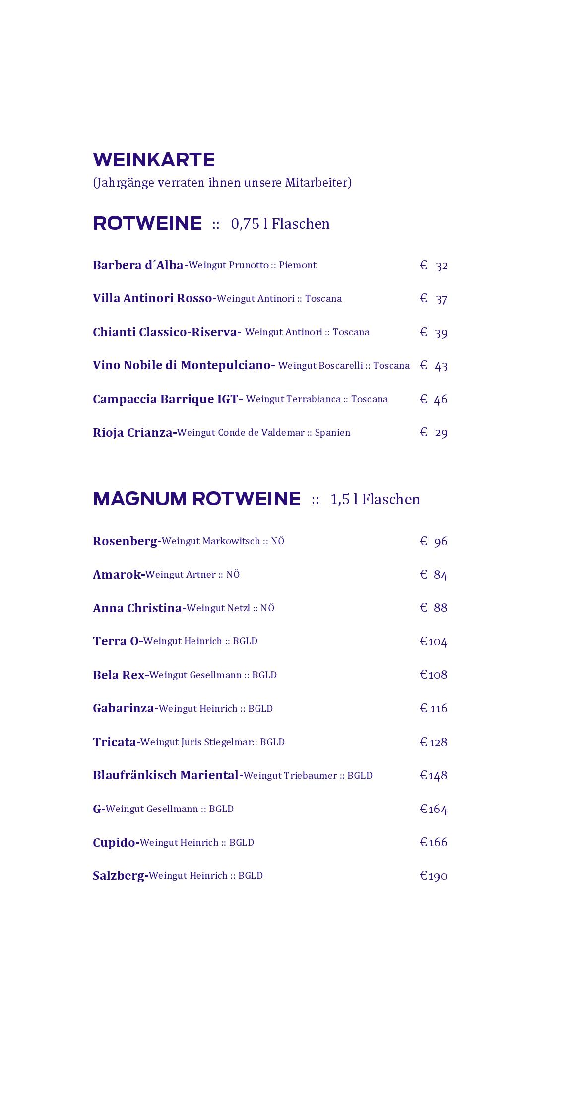 Speisekarte Hubers Cafe l Restaurant l Bar in Gotzis, Seite 18