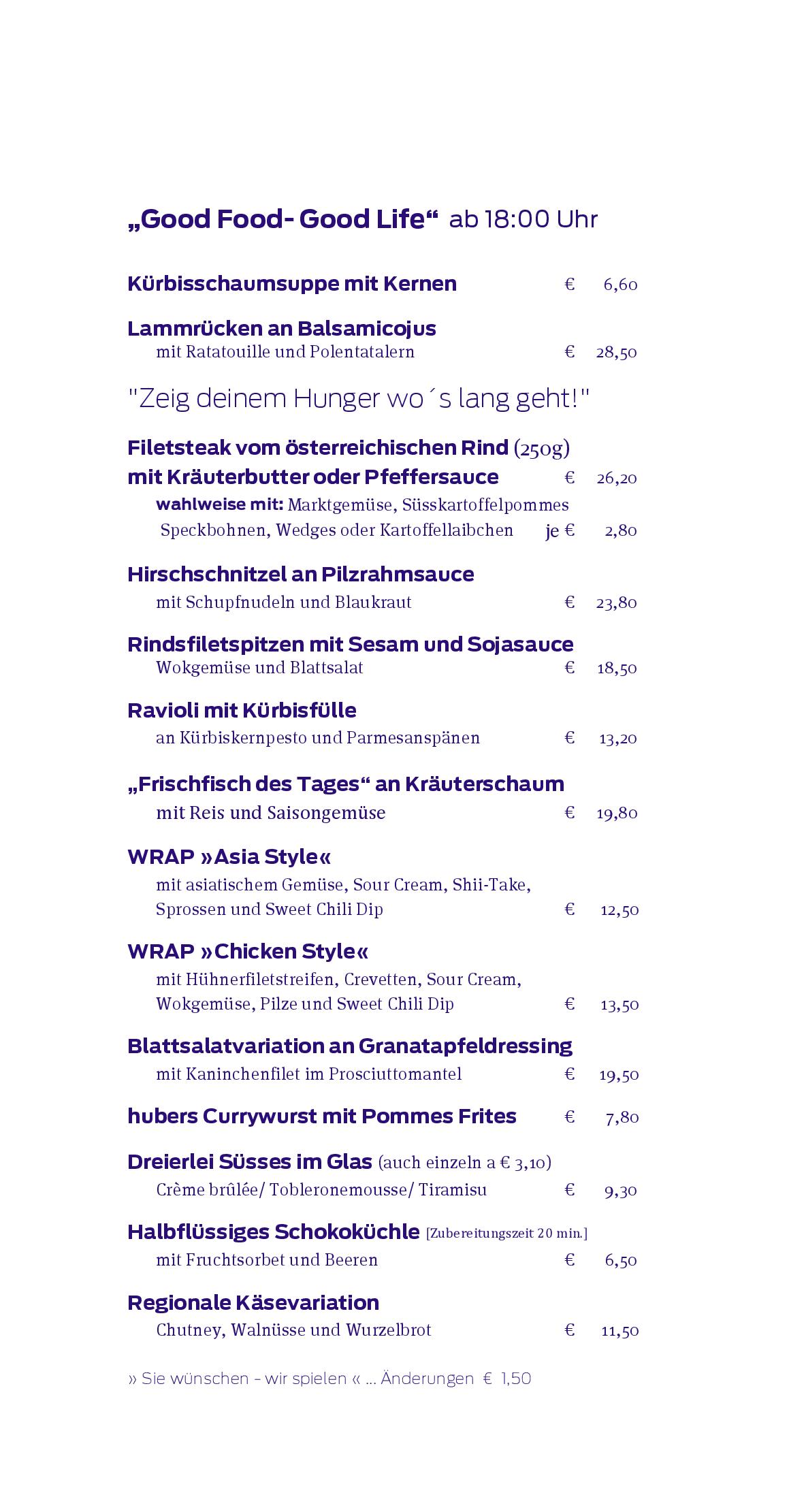 Speisekarte Hubers Cafe l Restaurant l Bar in Gotzis, Seite 5