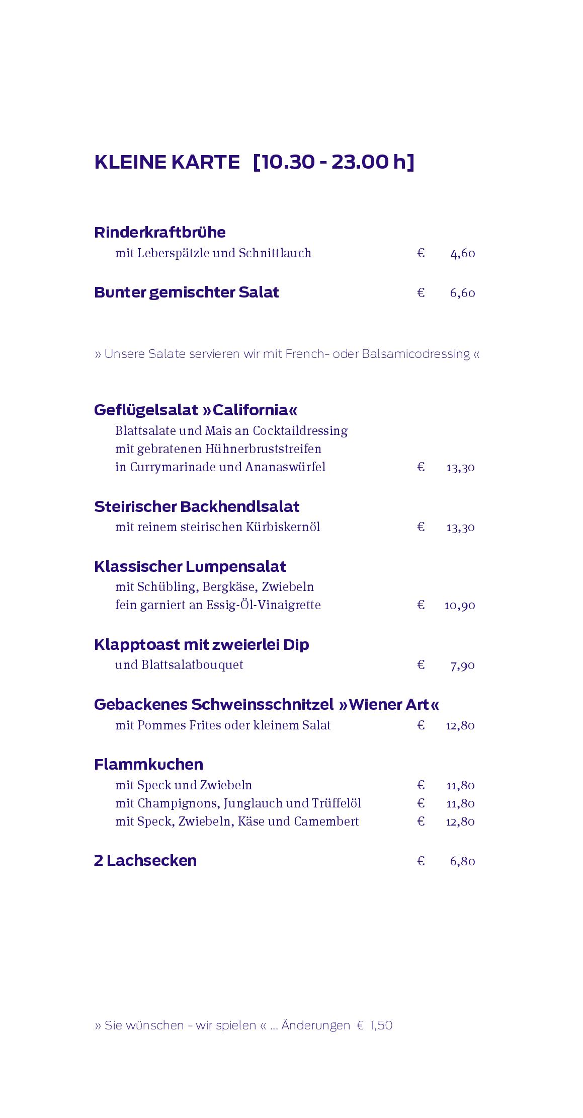 Speisekarte Hubers Cafe l Restaurant l Bar in Gotzis, Seite 4