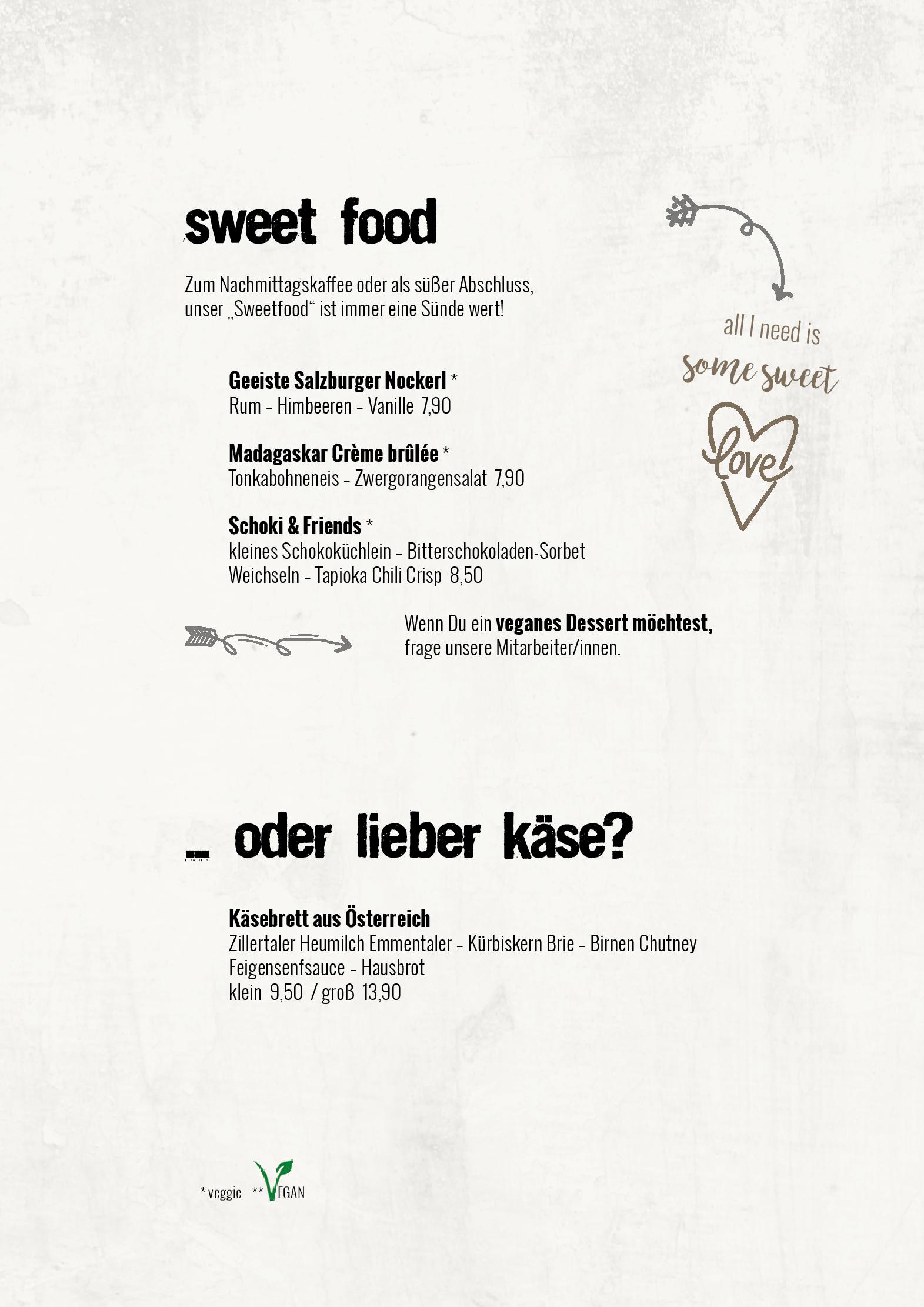 Speisekarte Stadtliebe in Linz, Seite 4