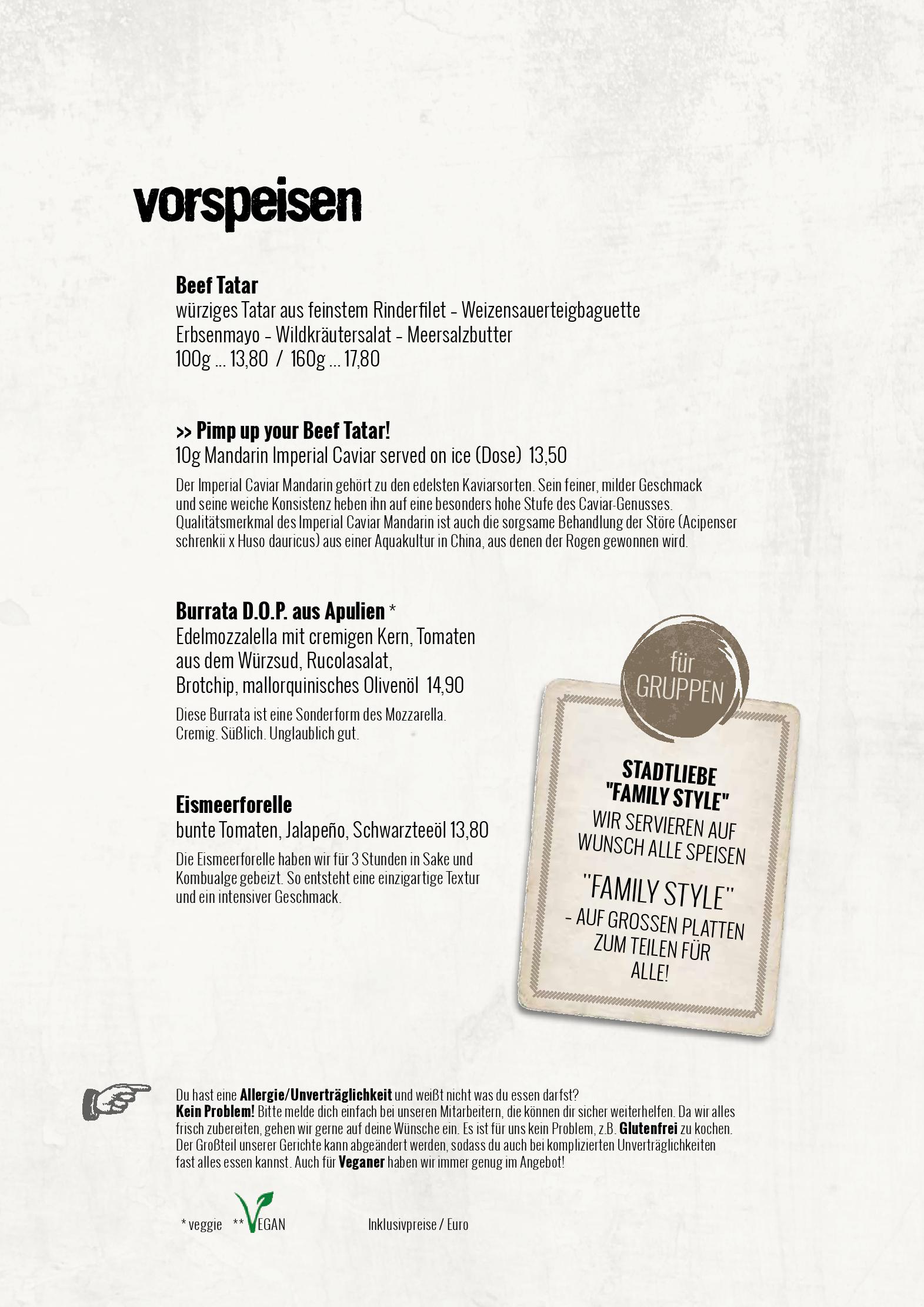 Speisekarte Stadtliebe in Linz, Seite 12