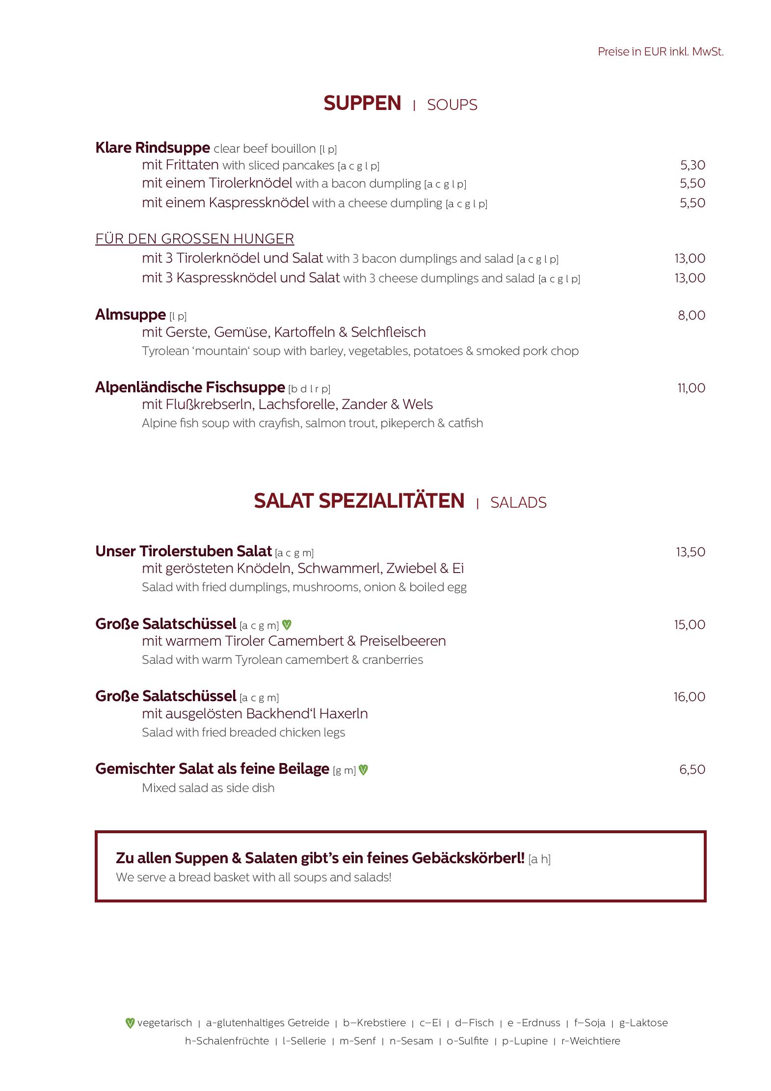 Speisekarte Tirolerstube Sölden in Sölden, Seite 3