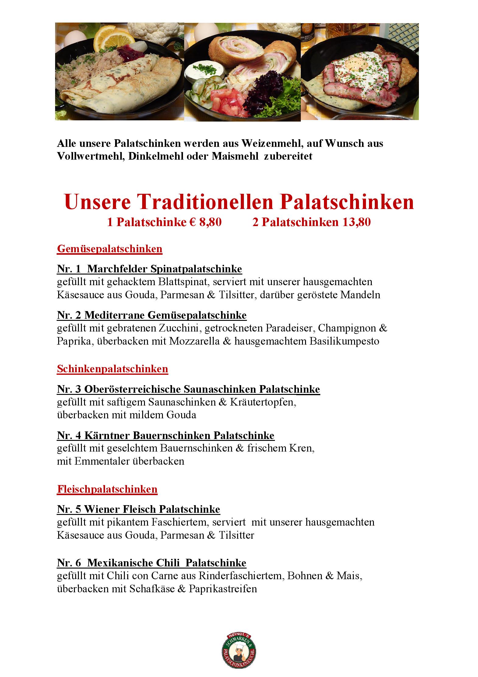 Speisekarte Heindl s Schmarren & Palatschinkenkuchl in Wien, Seite 17