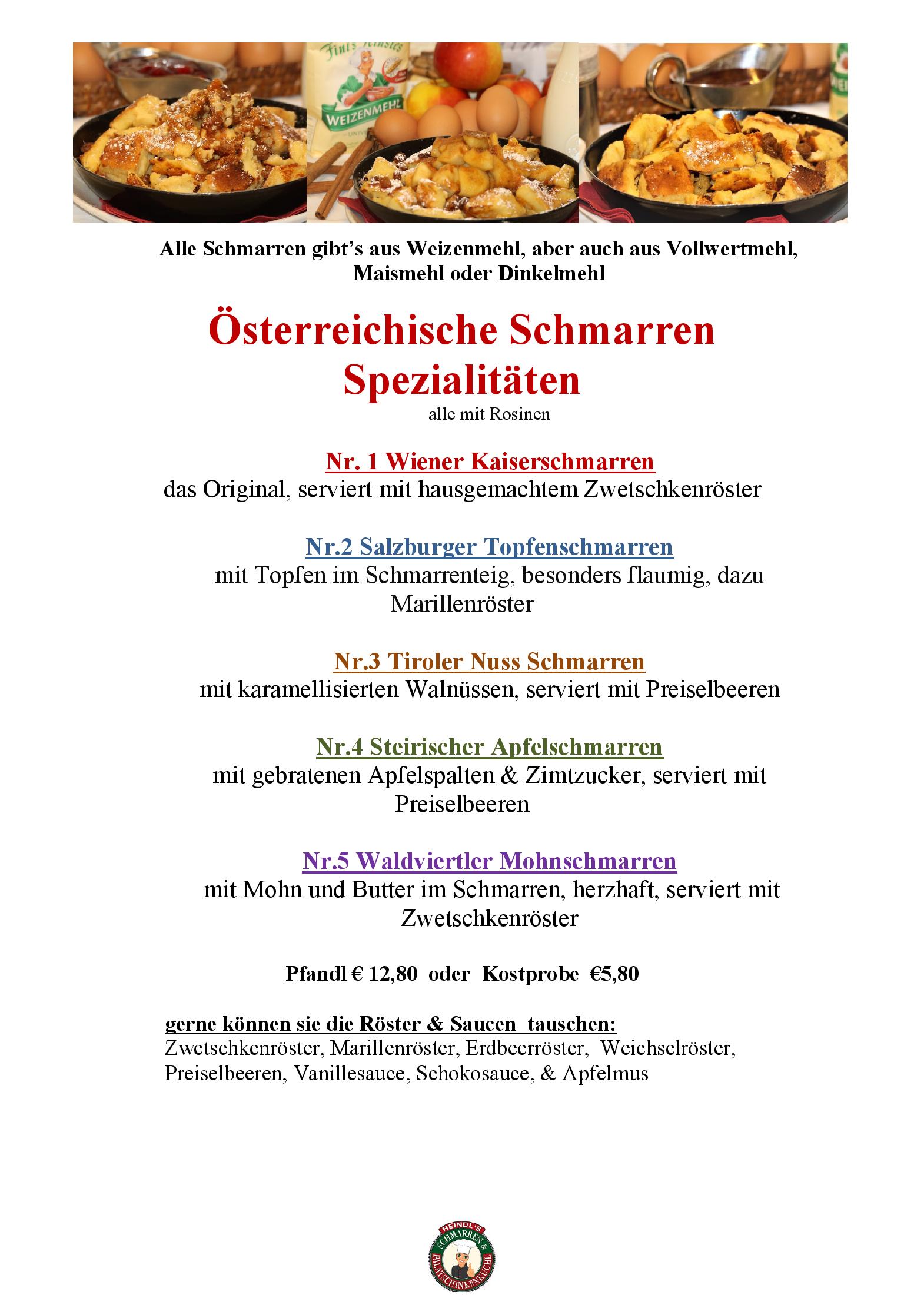 Speisekarte Heindl s Schmarren & Palatschinkenkuchl in Wien, Seite 15