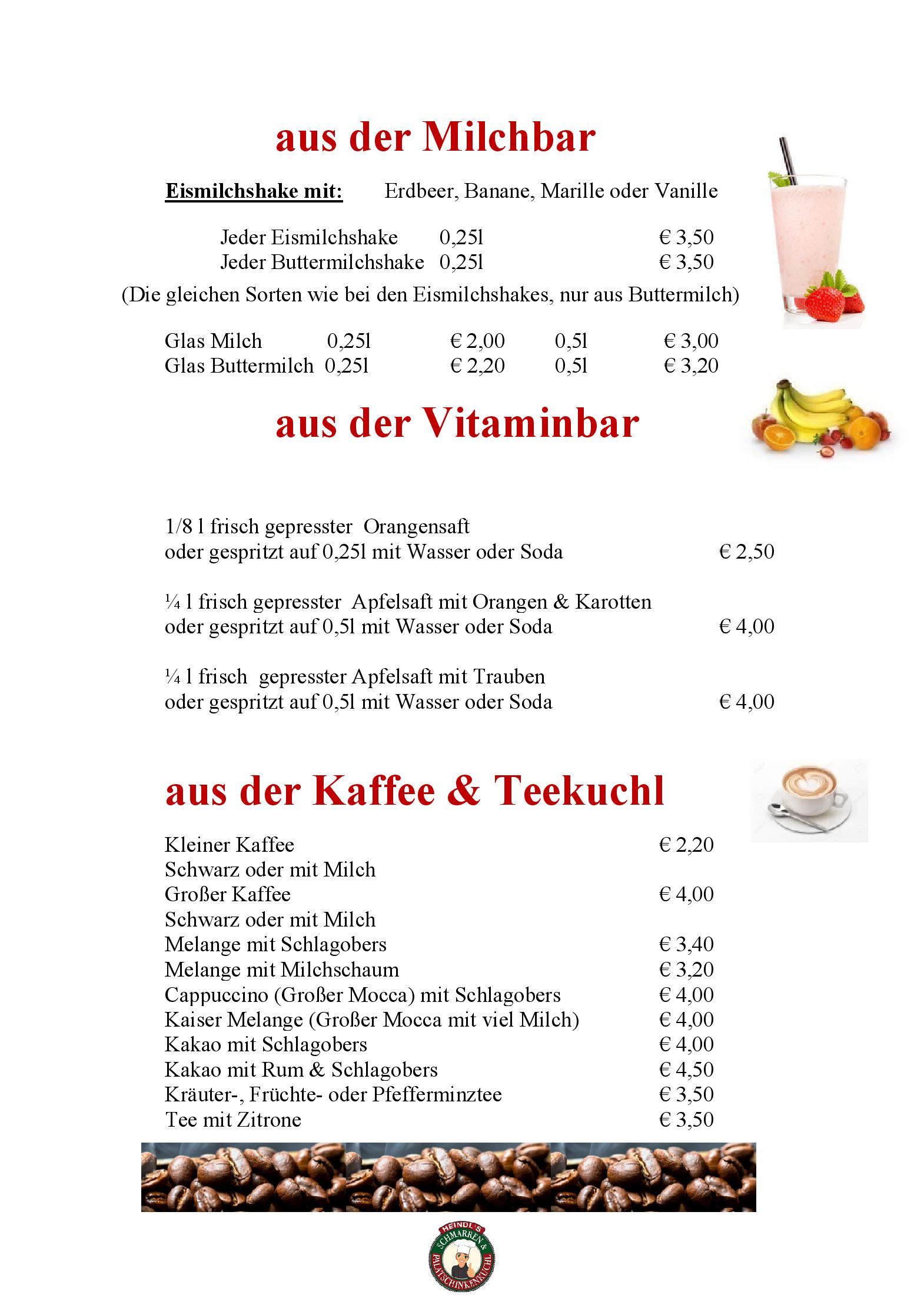 Speisekarte Heindl s Schmarren & Palatschinkenkuchl in Wien, Seite 11