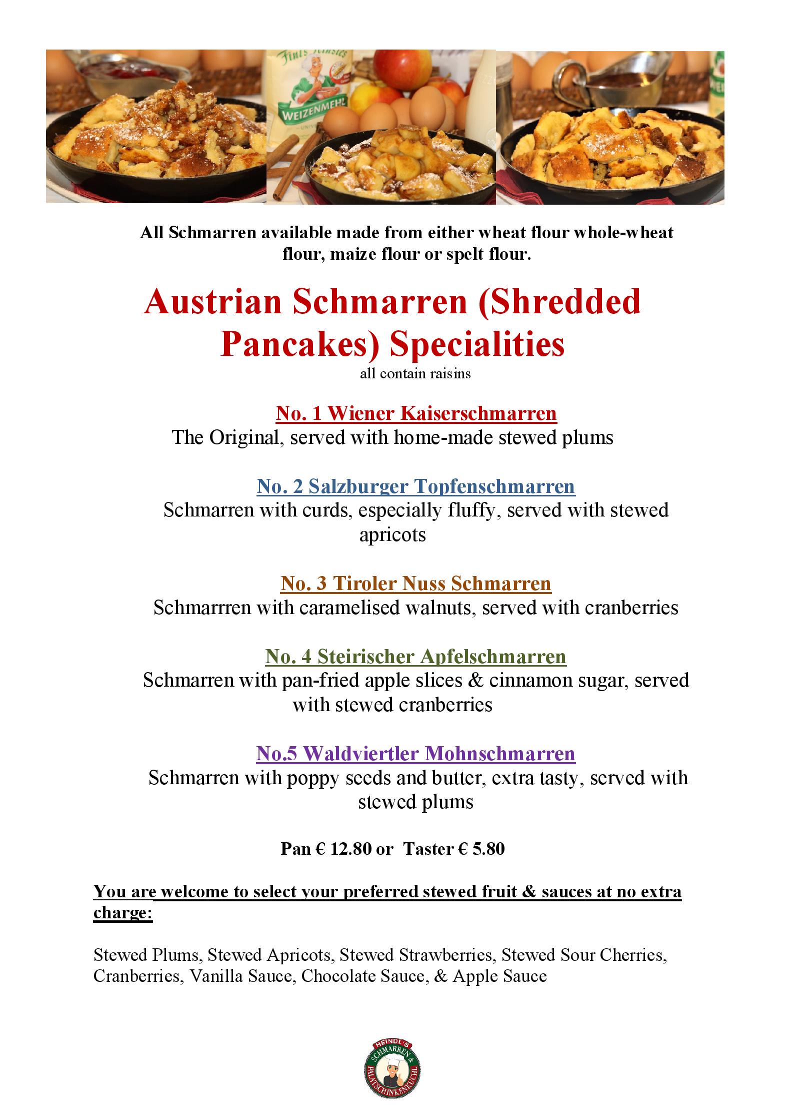 Speisekarte Heindl s Schmarren & Palatschinkenkuchl in Wien, Seite 20