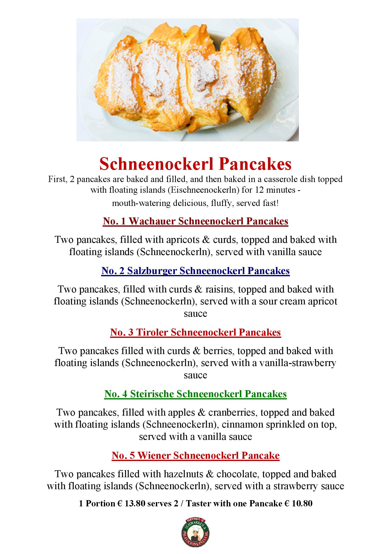 Speisekarte Heindl s Schmarren & Palatschinkenkuchl in Wien, Seite 7