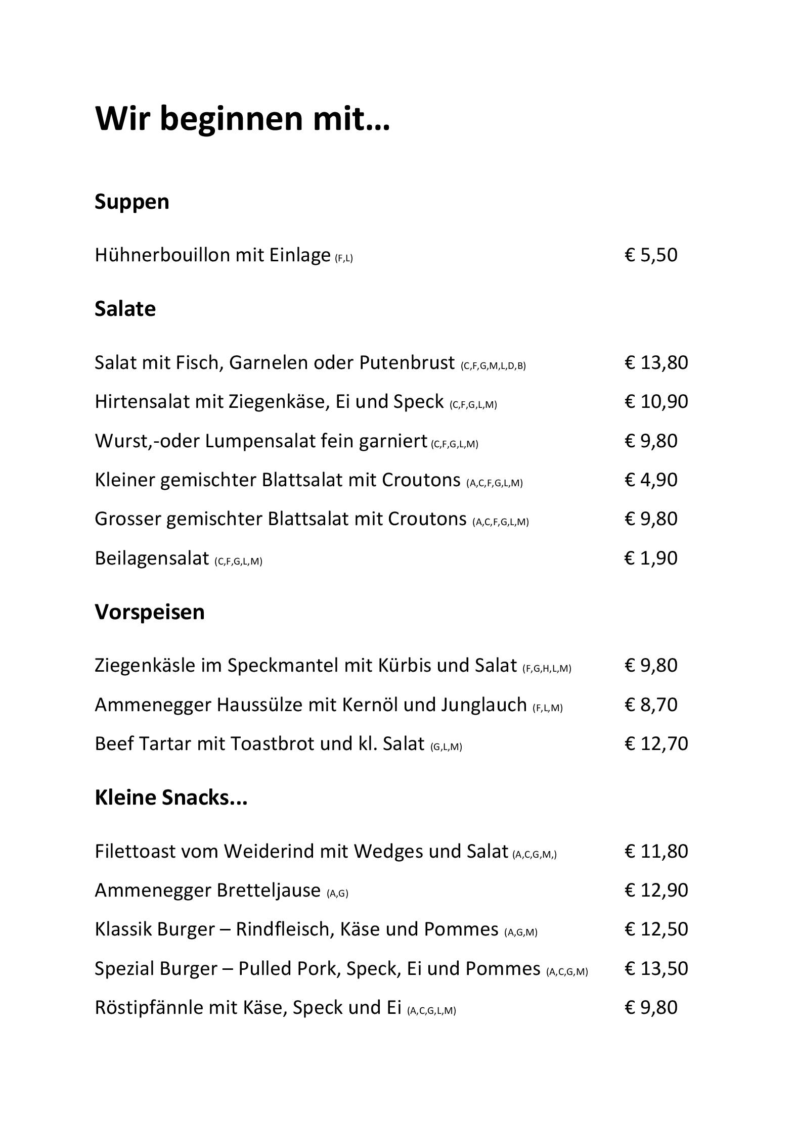 Speisekarte Ammenegger Stuba in Dornbirn, Seite 3