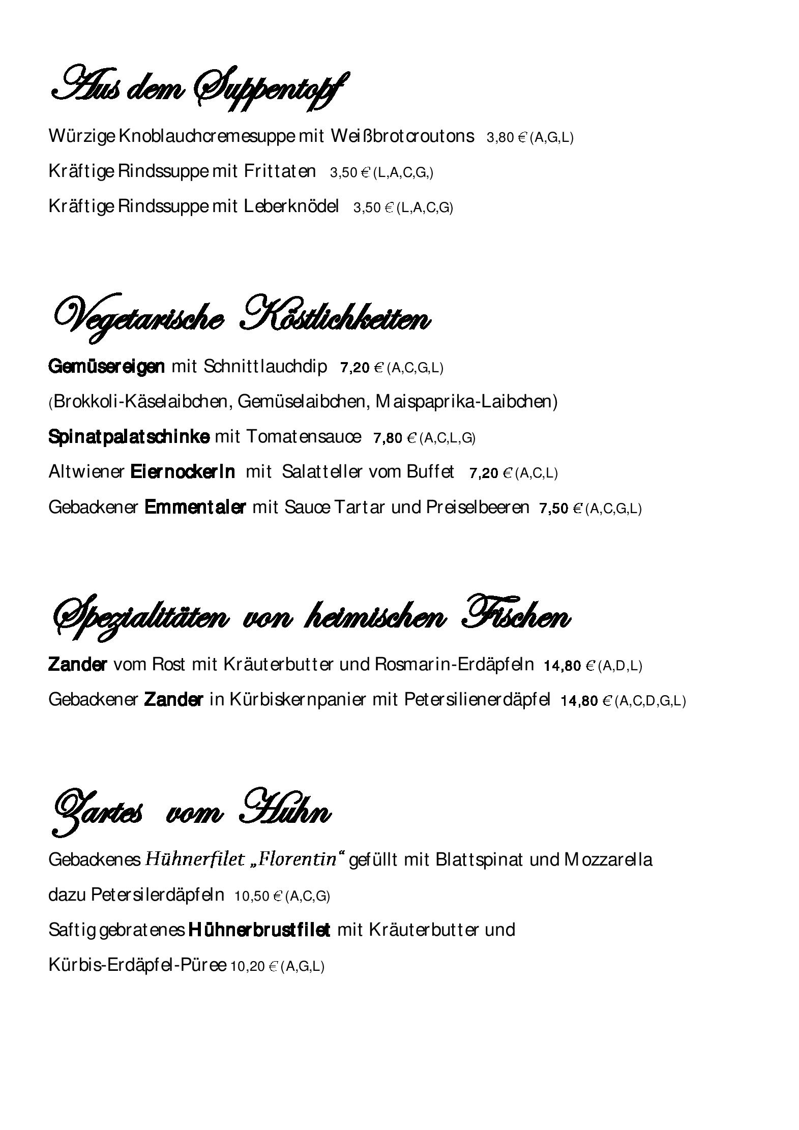 Speisekarte Restaurant Kaiserziegel in Kaltenleutgeben, Seite 2