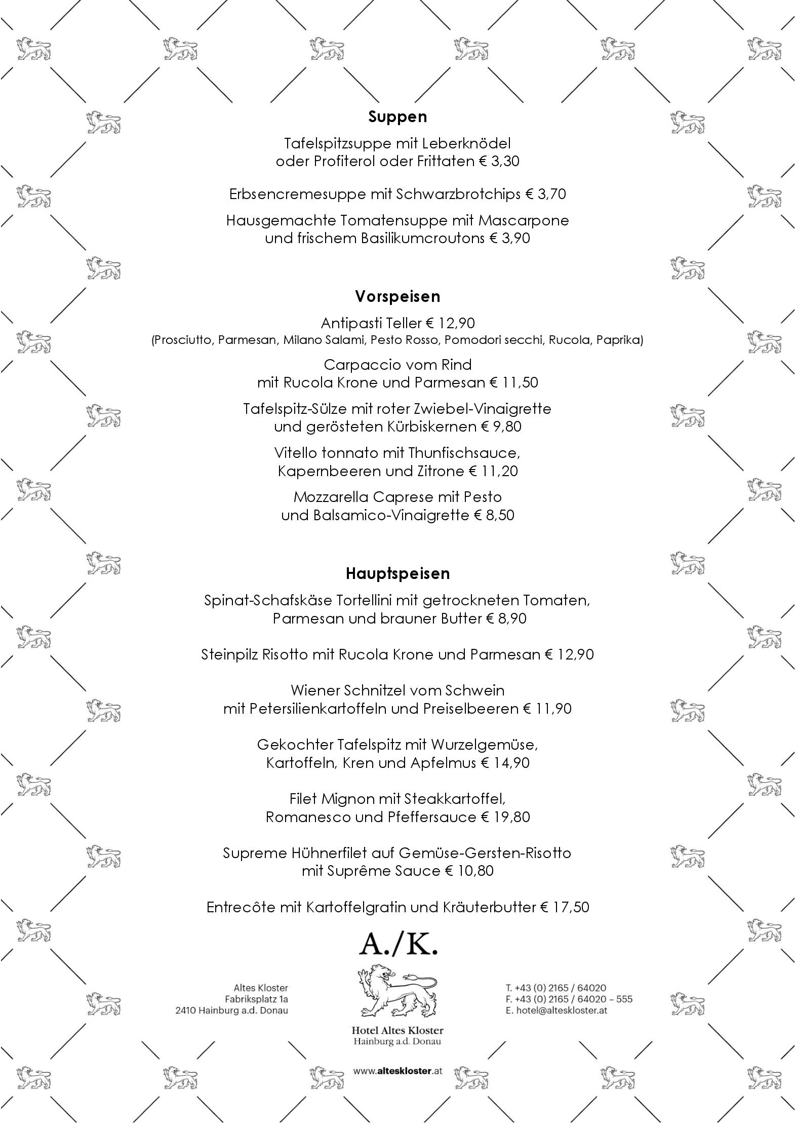 Speisekarte Restaurant Minori in Hainburg an der, Seite 1