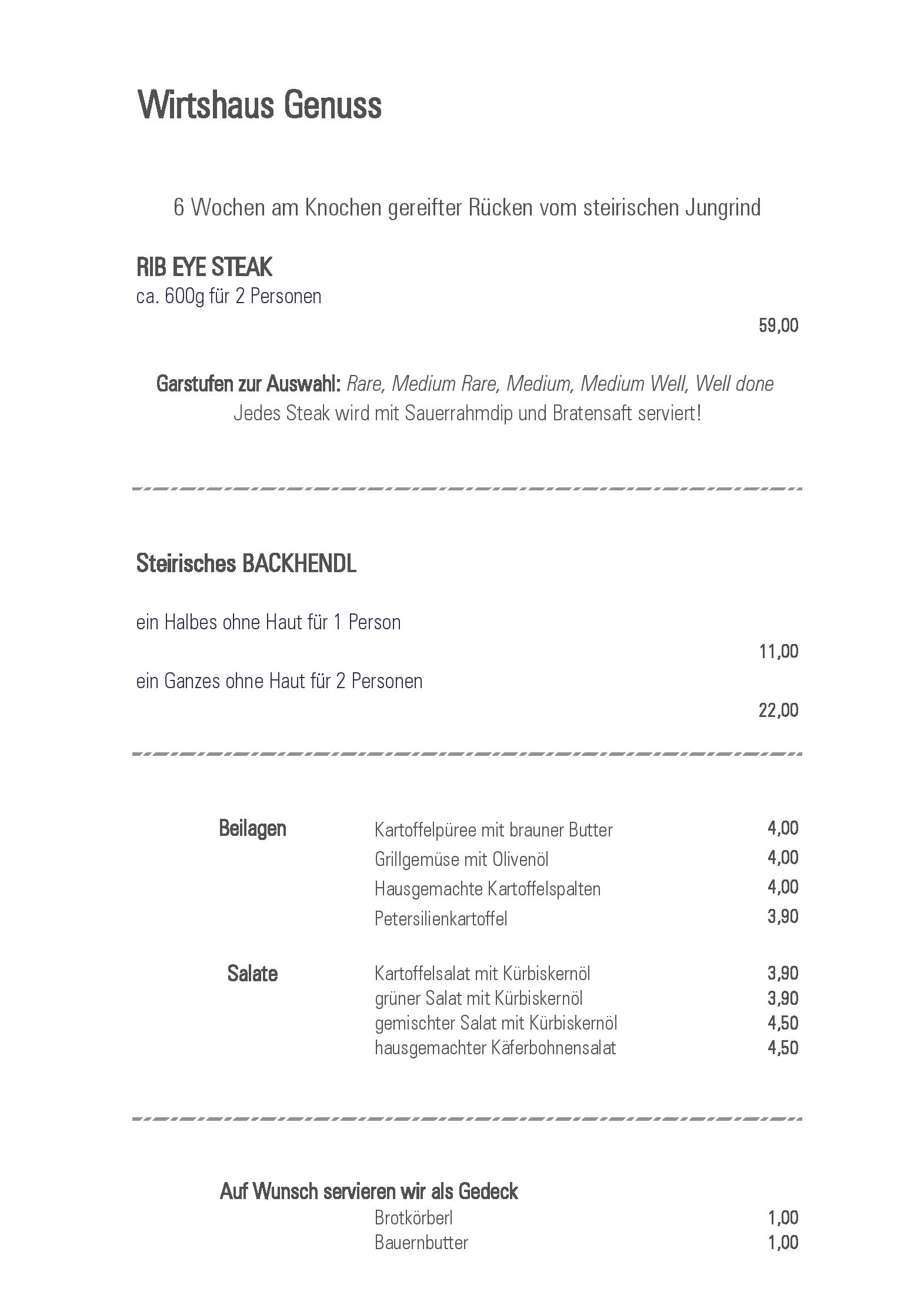 Speisekarte Weingut Wolfgang Maitz in Ehrenhausen an der Weinstraße, Seite 1