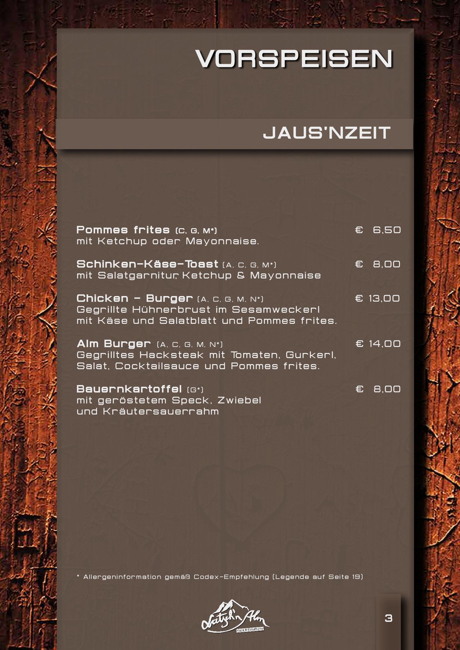 Speisekarte Latschn Alm in Obertauern, Seite 6