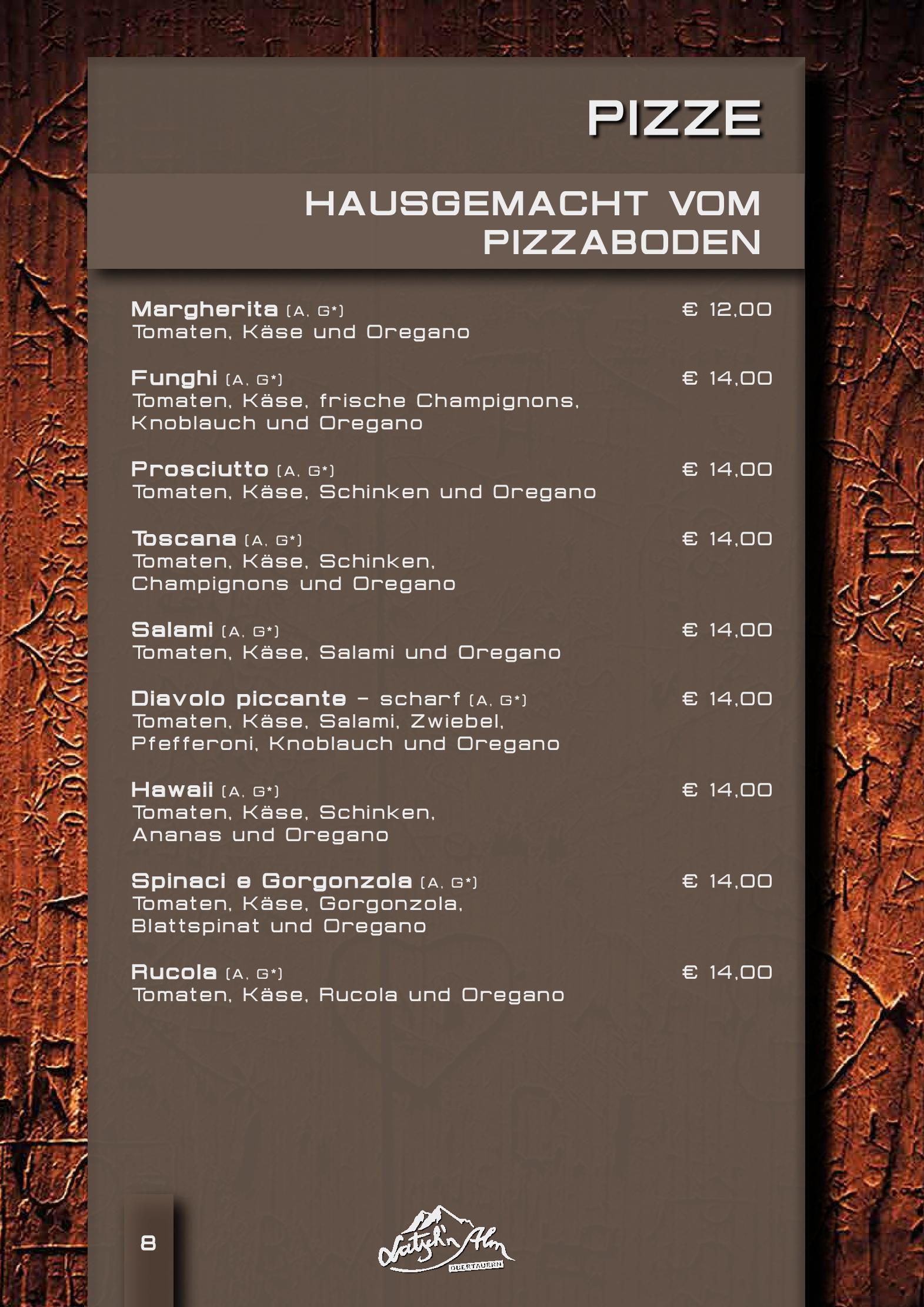 Speisekarte Latschn Alm in Obertauern, Seite 1