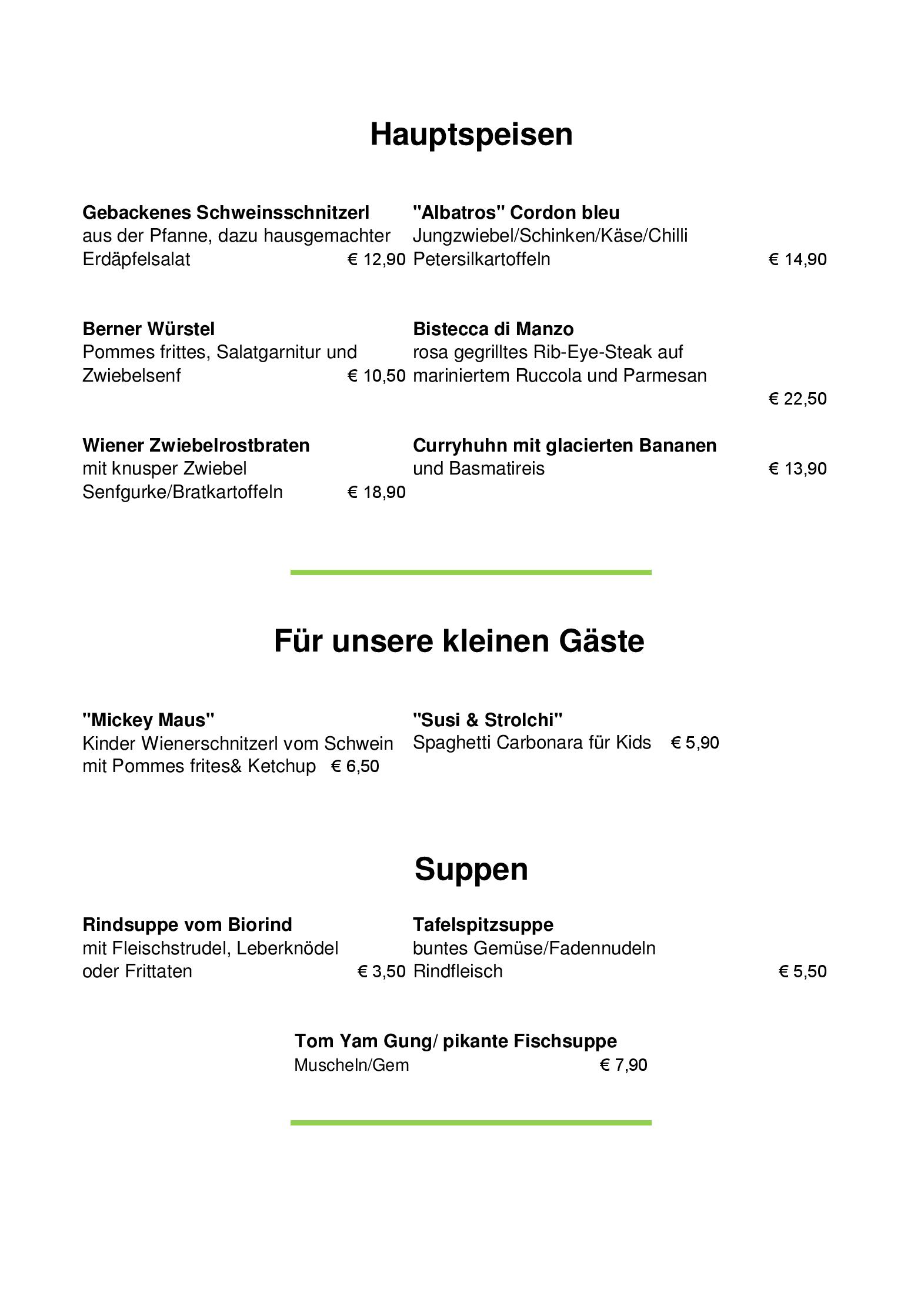 Speisekarte Restaurant Albatros in Ebreichsdorf, Seite 4