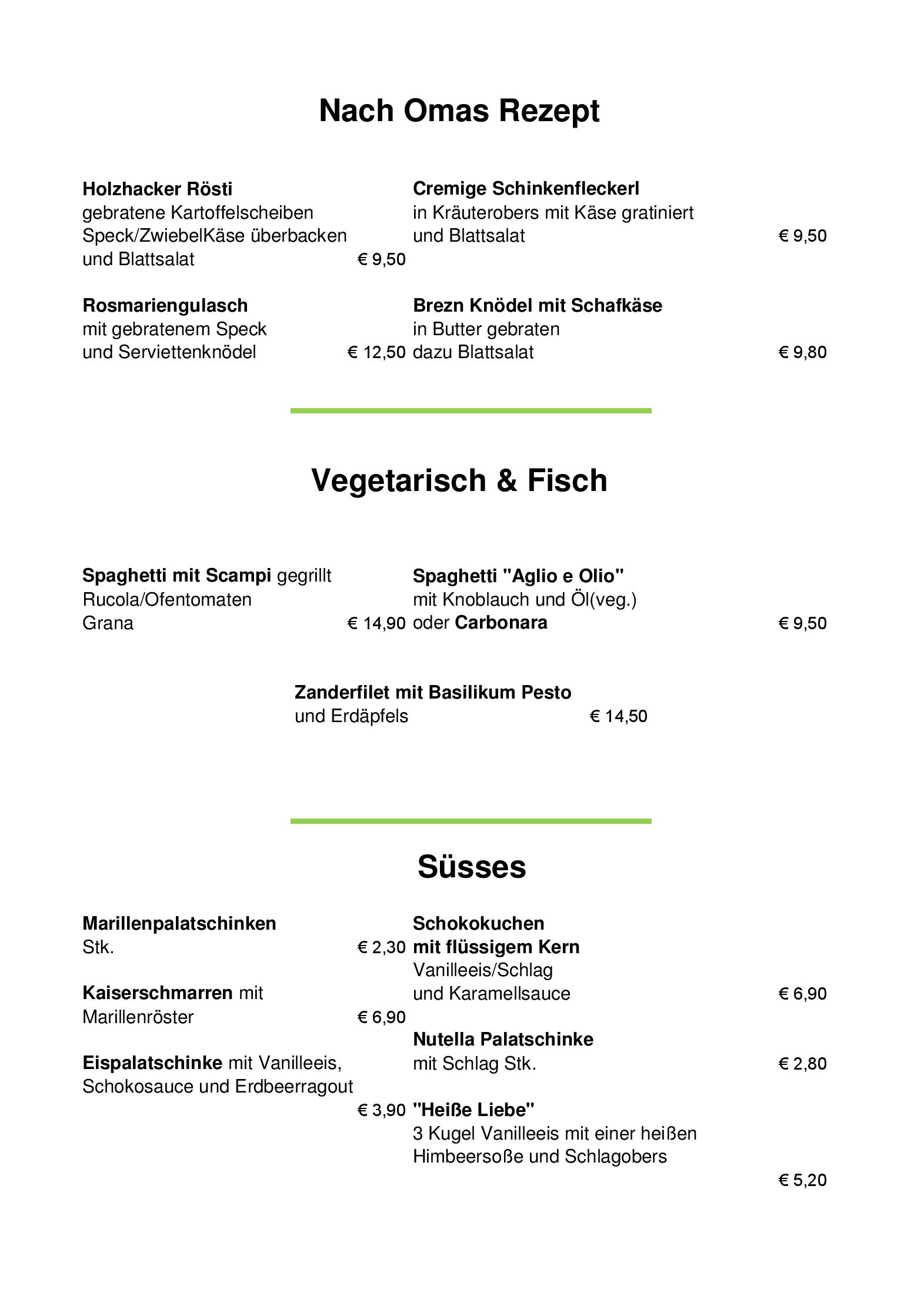 Speisekarte Restaurant Albatros in Ebreichsdorf, Seite 1