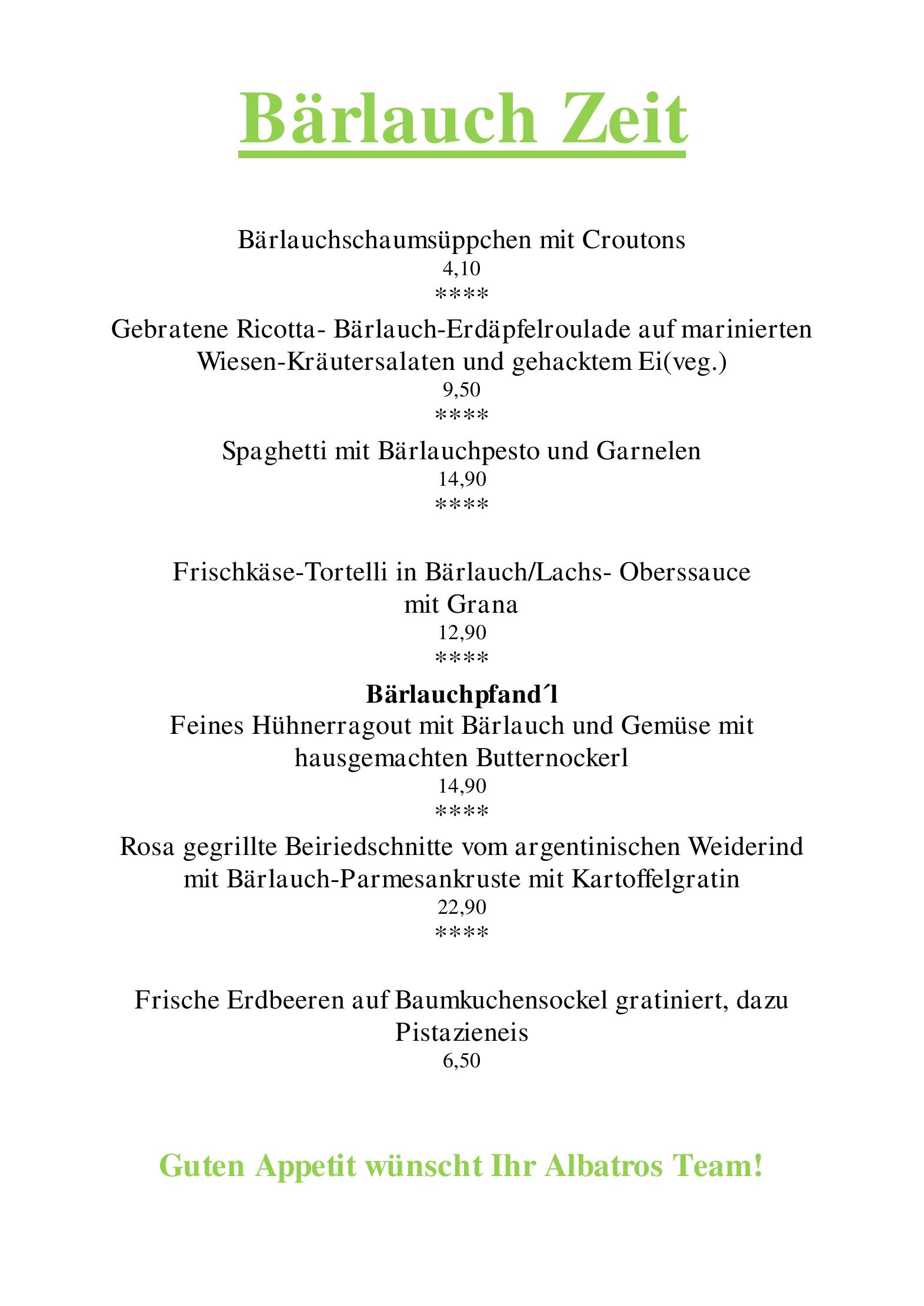 Speisekarte Restaurant Albatros in Ebreichsdorf, Seite 3