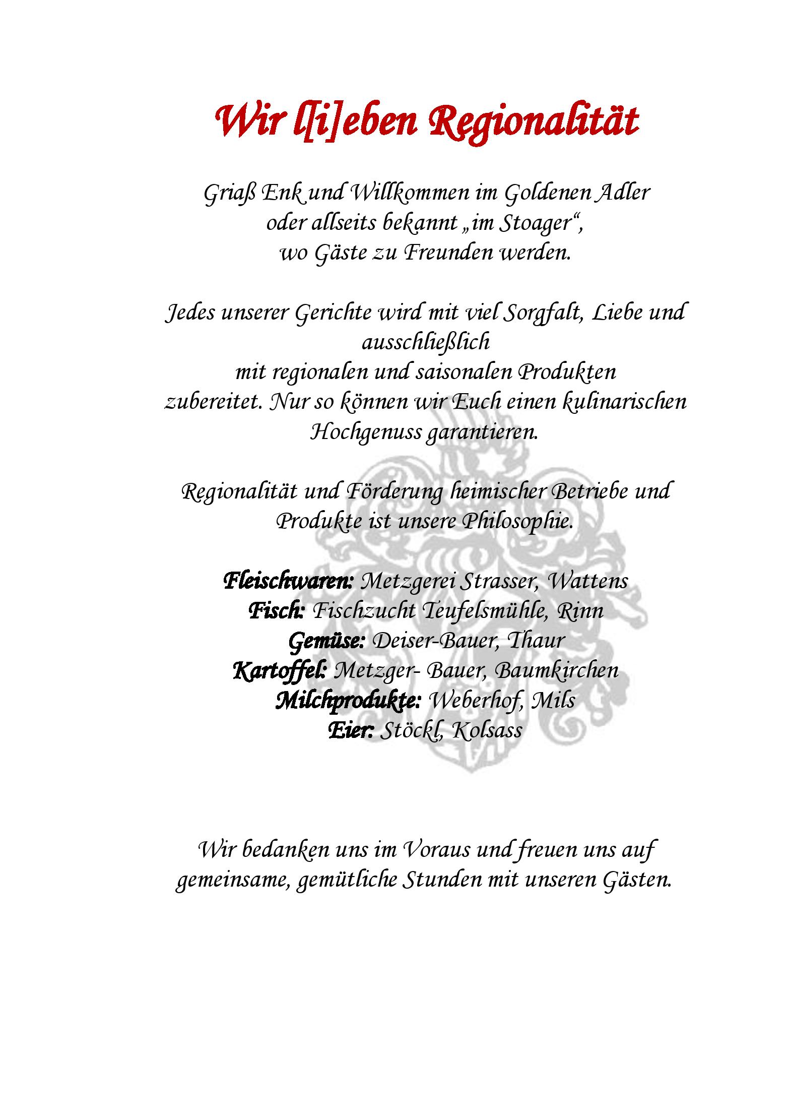 Speisekarte Goldener Adler in Wattens, Seite 4