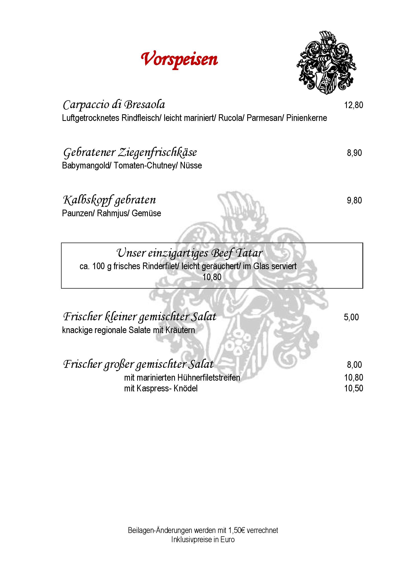 Speisekarte Goldener Adler in Wattens, Seite 3