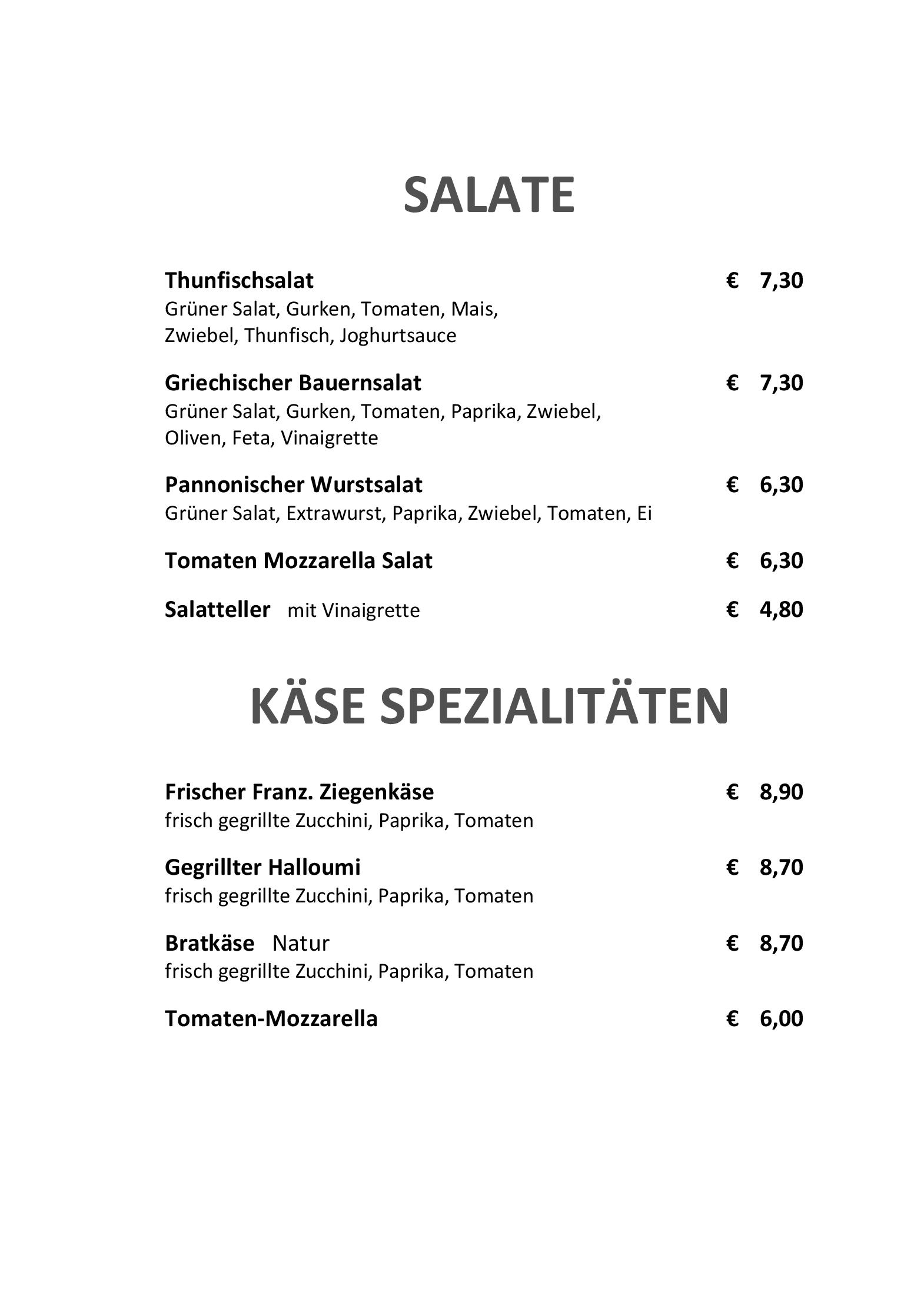 Speisekarte APETLON'ER in Apetlon, Seite 9
