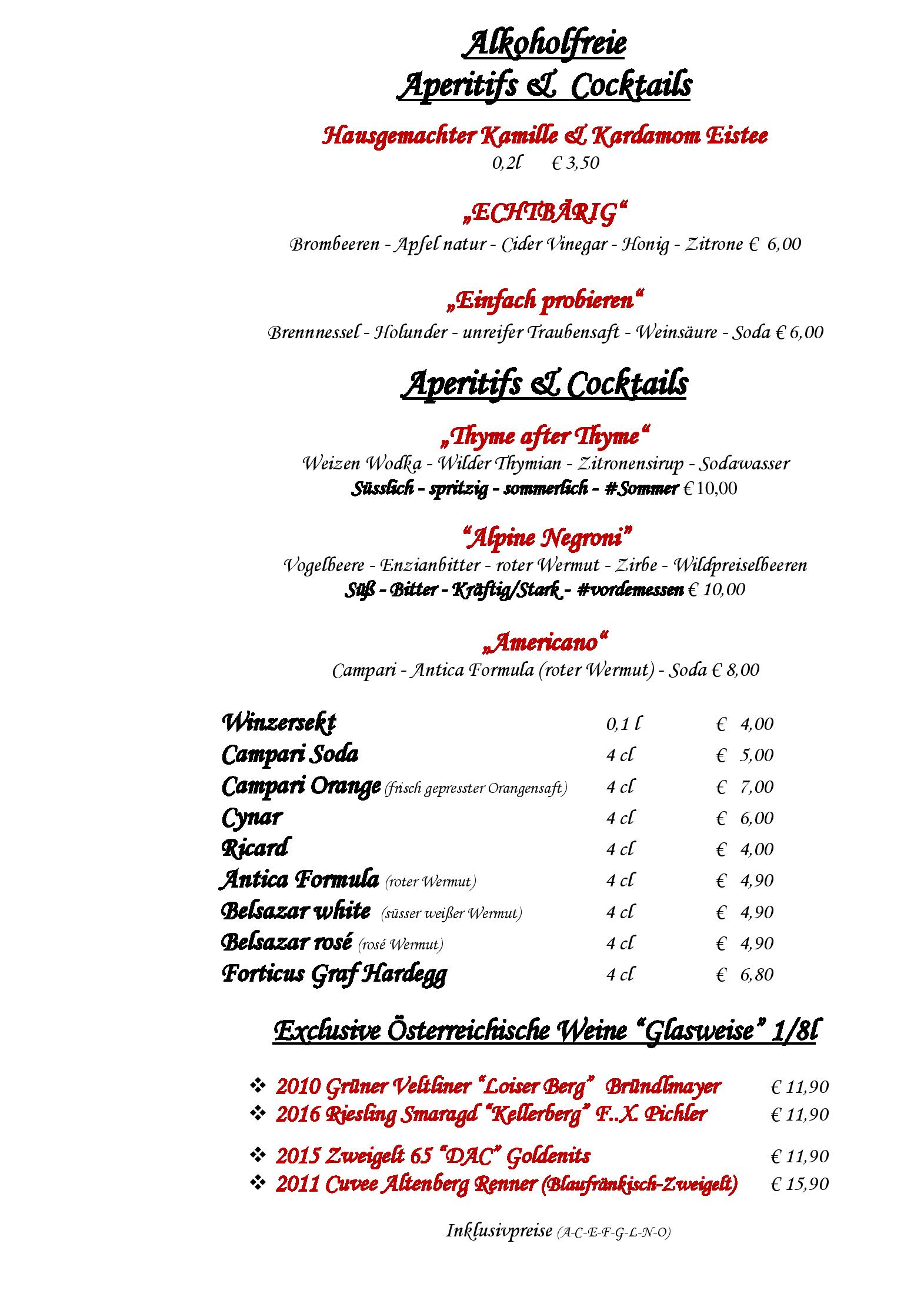 Speisekarte Hotel Restaurant Englhof in Zell im Zillertal, Seite 13