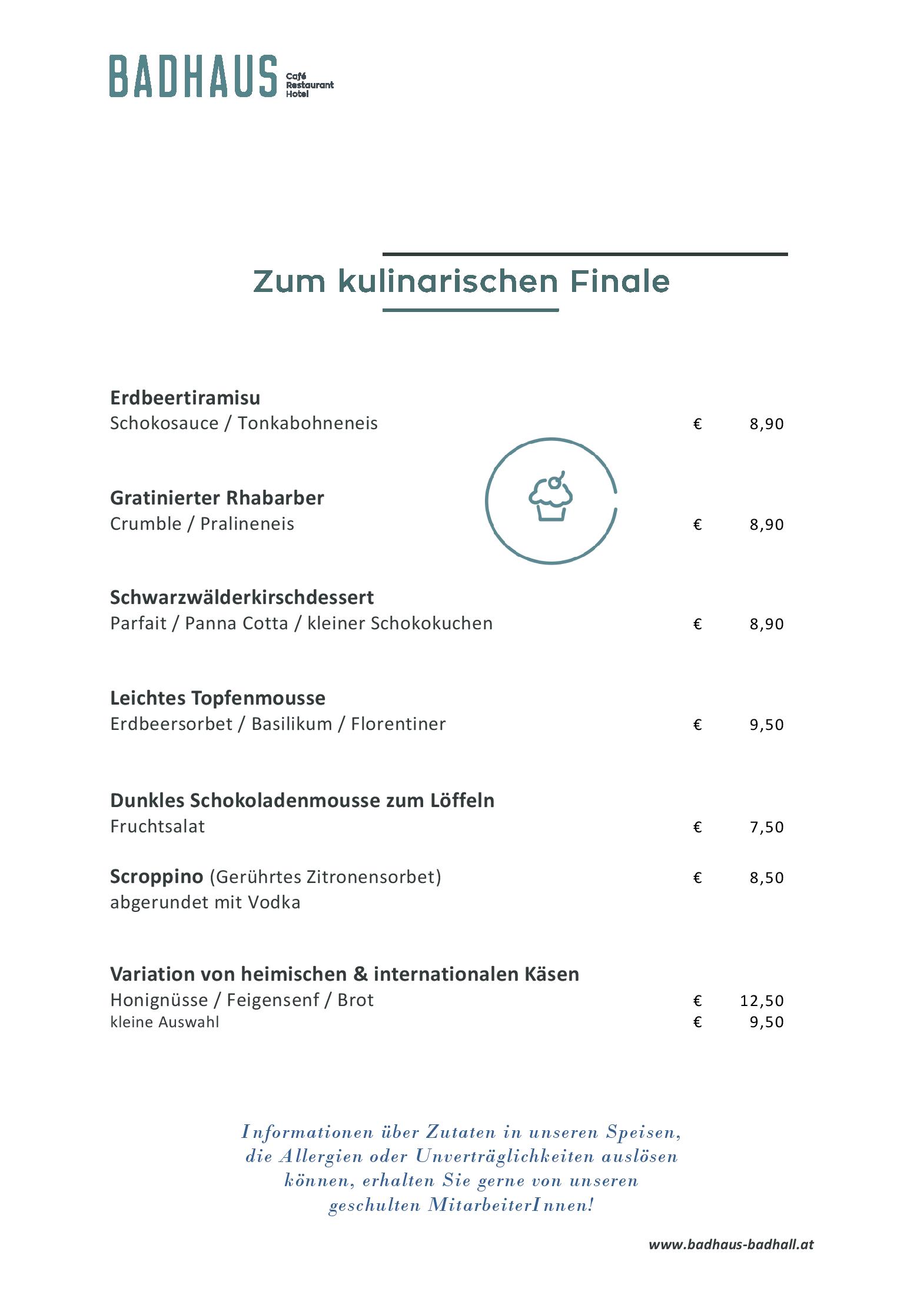 Speisekarte BADHAUS Bad Hall Café | Restaurant | Hotel in Bad Hall, Seite 5