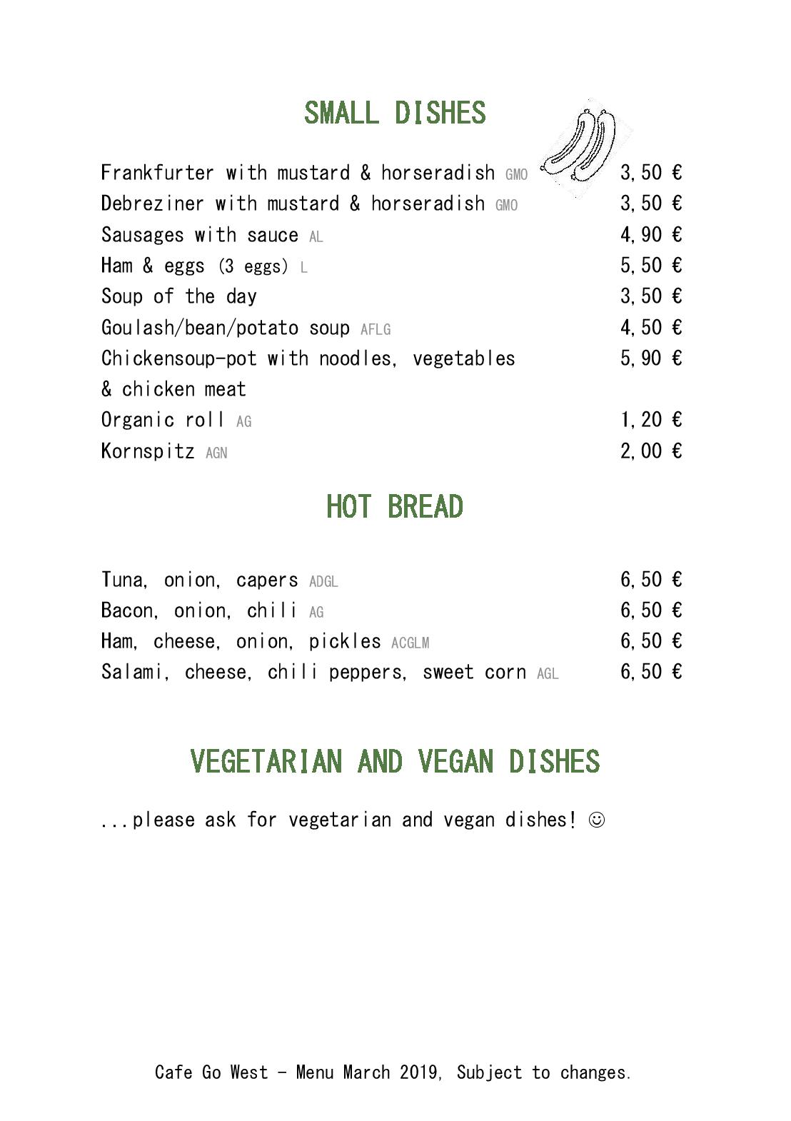 Speisekarte Cafe Go West in Wien, Seite 5