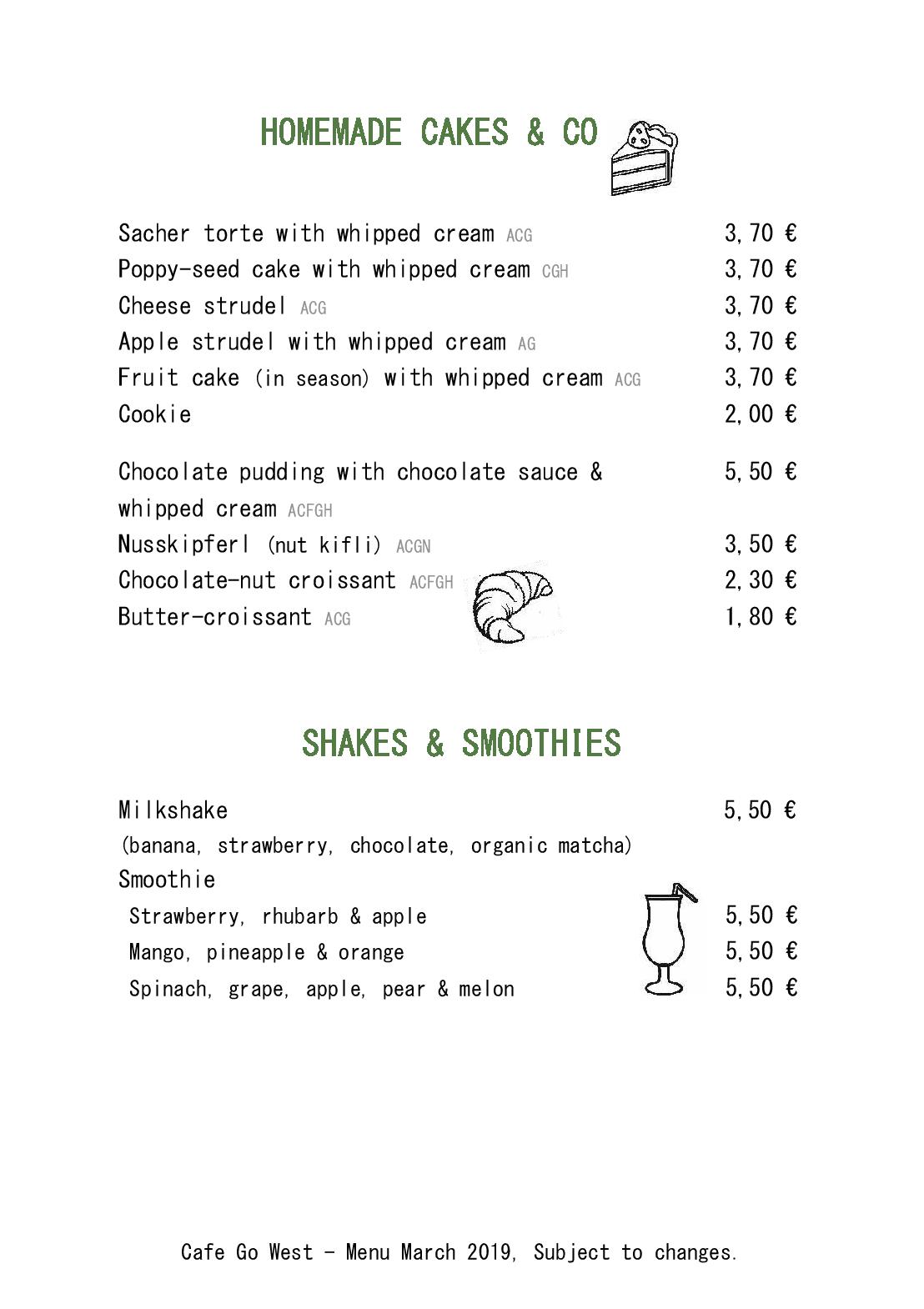 Speisekarte Cafe Go West in Wien, Seite 22
