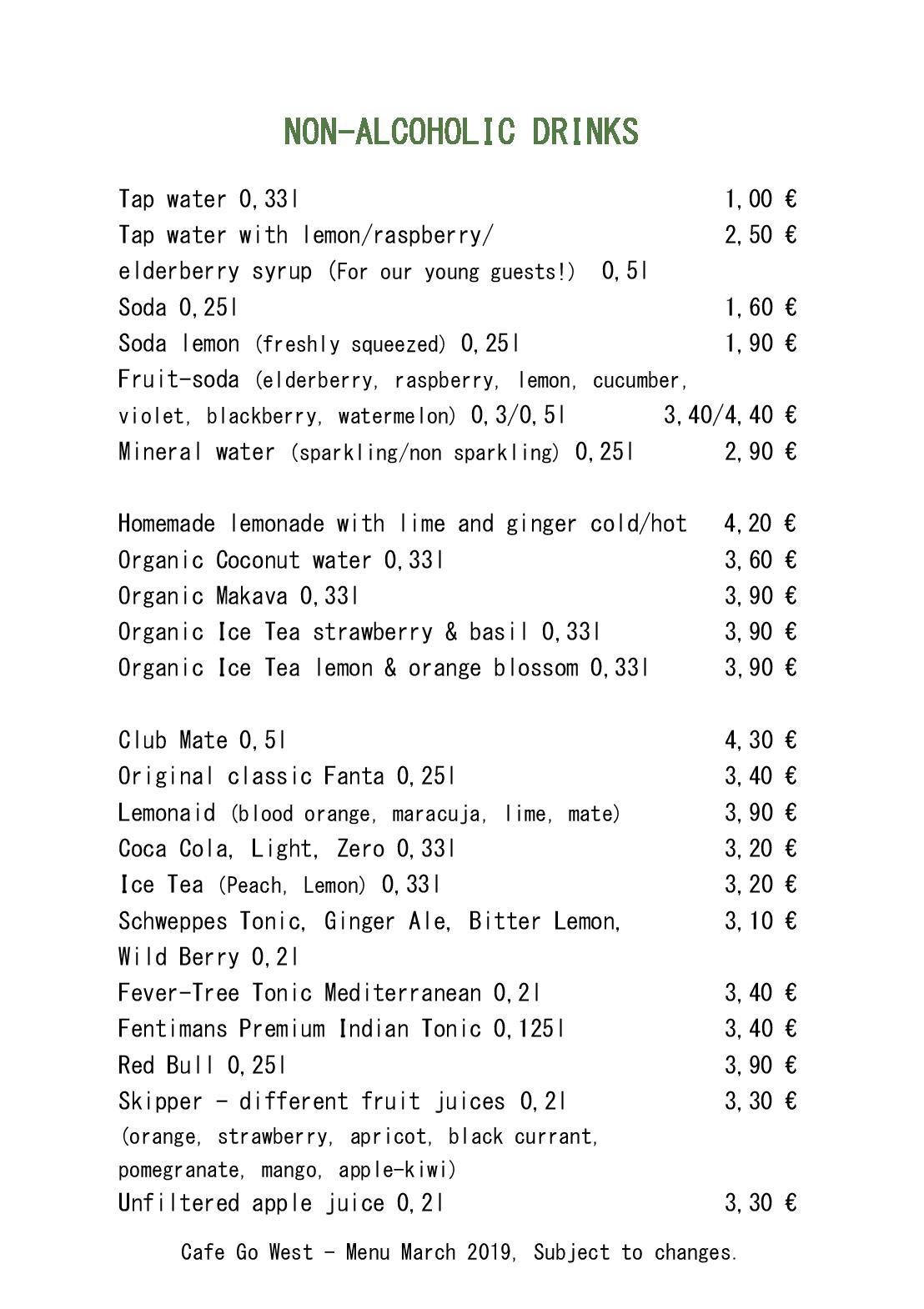 Speisekarte Cafe Go West in Wien, Seite 21